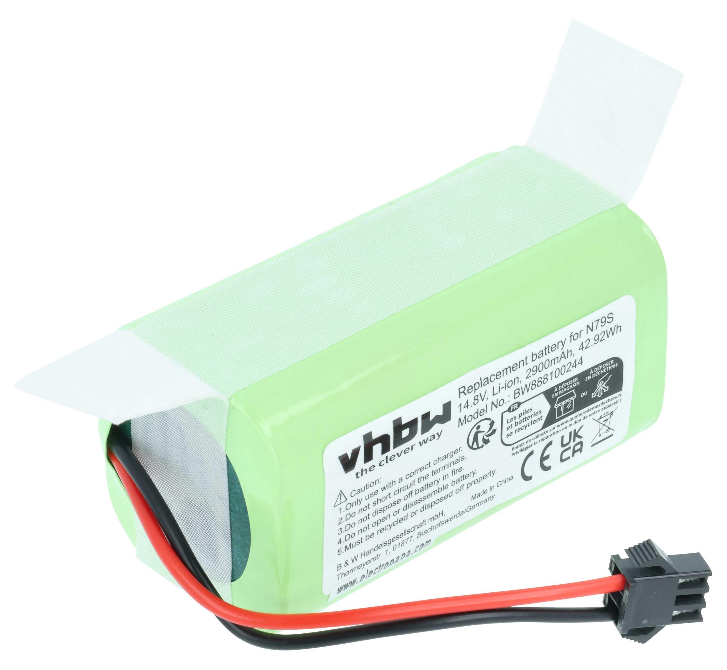 vhbw Akku kompatibel mit Tesvor X500 Pro, S6, Simum 6, T8, S3, X500, V300, Turbo, Simum 9, Simum 8, Simum 7, V6 Saugroboter (2900 mAh, 14,8 V, Li-Ion) 150601814-31
