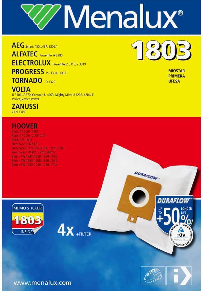 Menalux 1803, Staubbeutel, Synthetisch, AEG Smart 3306.1 AEG Smart 450 AEG Smart 450...487 AEG Smart 460 AEG Smart 485 AEG Smart 485.0 AEG..., 4 Stück(e) 900 166 149