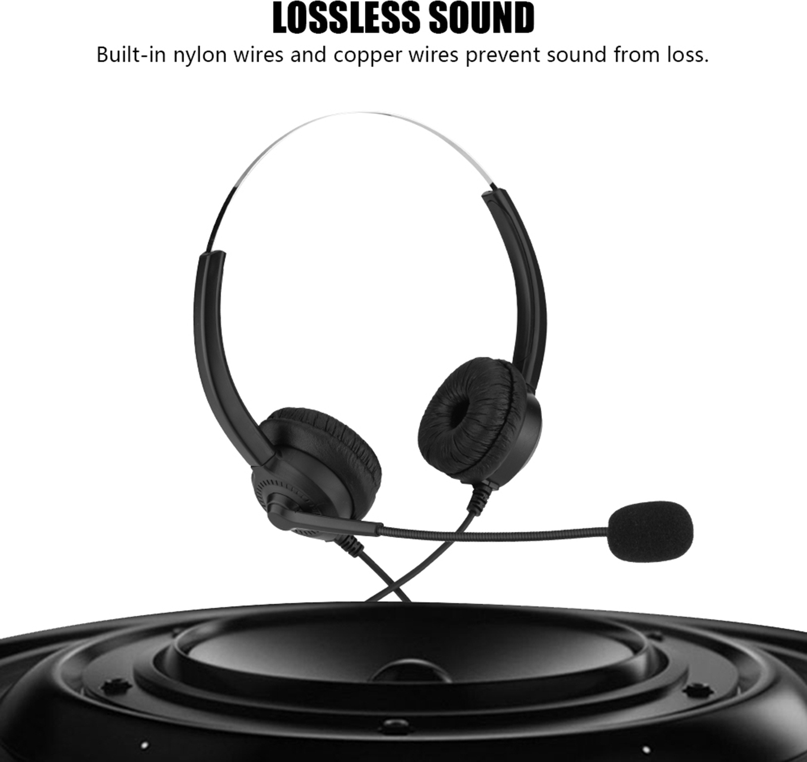 Cocosity Schnurloses Telefon-Headset,2.5mm Telefon-Headset,Call Center Headset,Call Center Kopfhörer,Headset Call Center,Telefon-Headset,Call Center Headset Noise Cancelling,2.5mm Call Center Headset