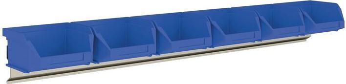 Mauser Einrichtungssysteme Sichtlagerkasten-Set H50xB602xT100mm Stahl verzinkt mit Sichtlagerkästen 6 x MK6 blau 39017070