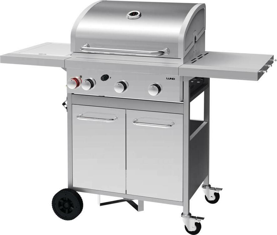 Plynový gril 12,8 kW, 3+1 horák, nerezová oceľ