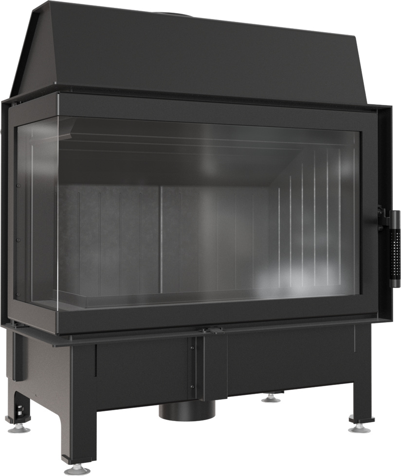 Oceľový krb Zibi 12 ľavostranné 11 kW Ø 180 Čierny termotec so zatváraním dverí
