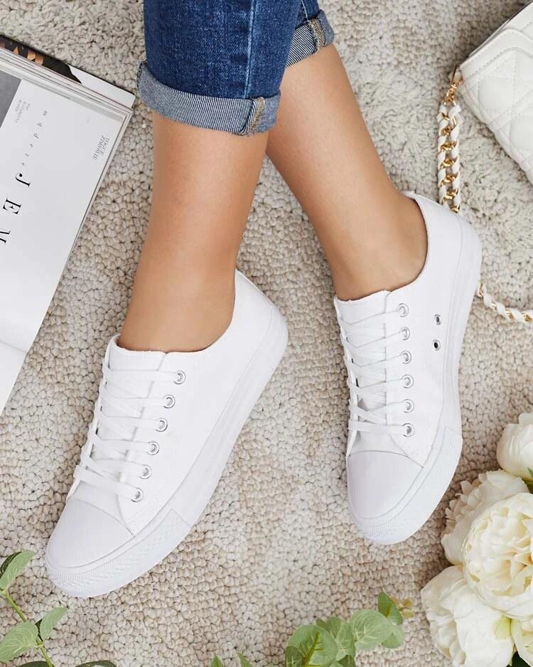Royal Fashion Damen Stoff-Sneakers QY831-9A ALLWHITE E, leichte Freizeitschuhe, Größe 41 QY831-9A ALLWHITE E-41