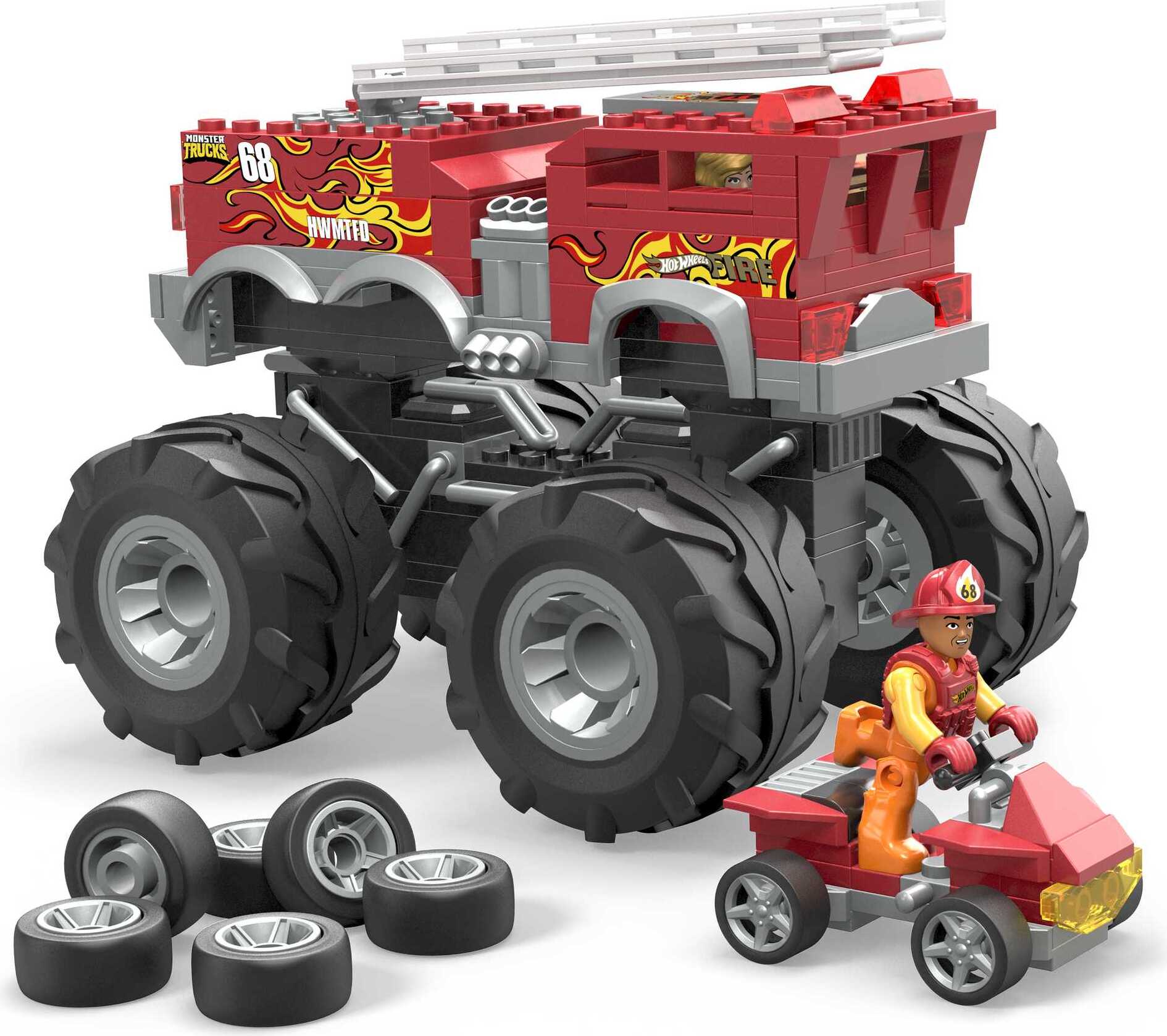 Mega Construx Camion Dei Pompieri Giocattolo 262 Pezzi – Con 2 Micro Pompieri, Scala Girevole E Accessori, Per Bambini 5+ Anni