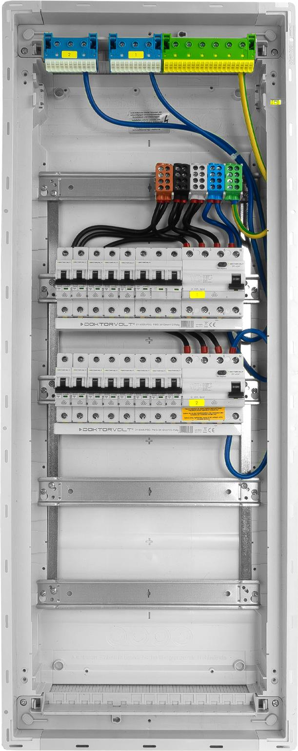 Sicherungskasten Hager Unterputz Verteilerkasten 5x12 Module 14xMCB 2xRCCB VDE verdrahtet Verteilerschrank Sicherungen 880,50x348x94,5mm Doktorvolt