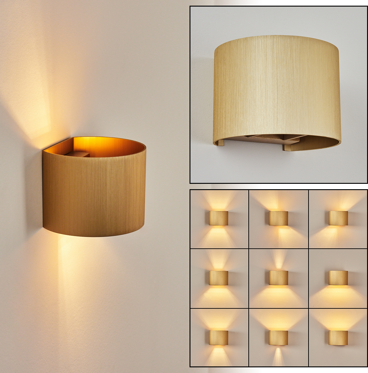 hofstein Vaccina »Vaccina« moderne Wandlampe aus Metall in Goldfarben H3572818