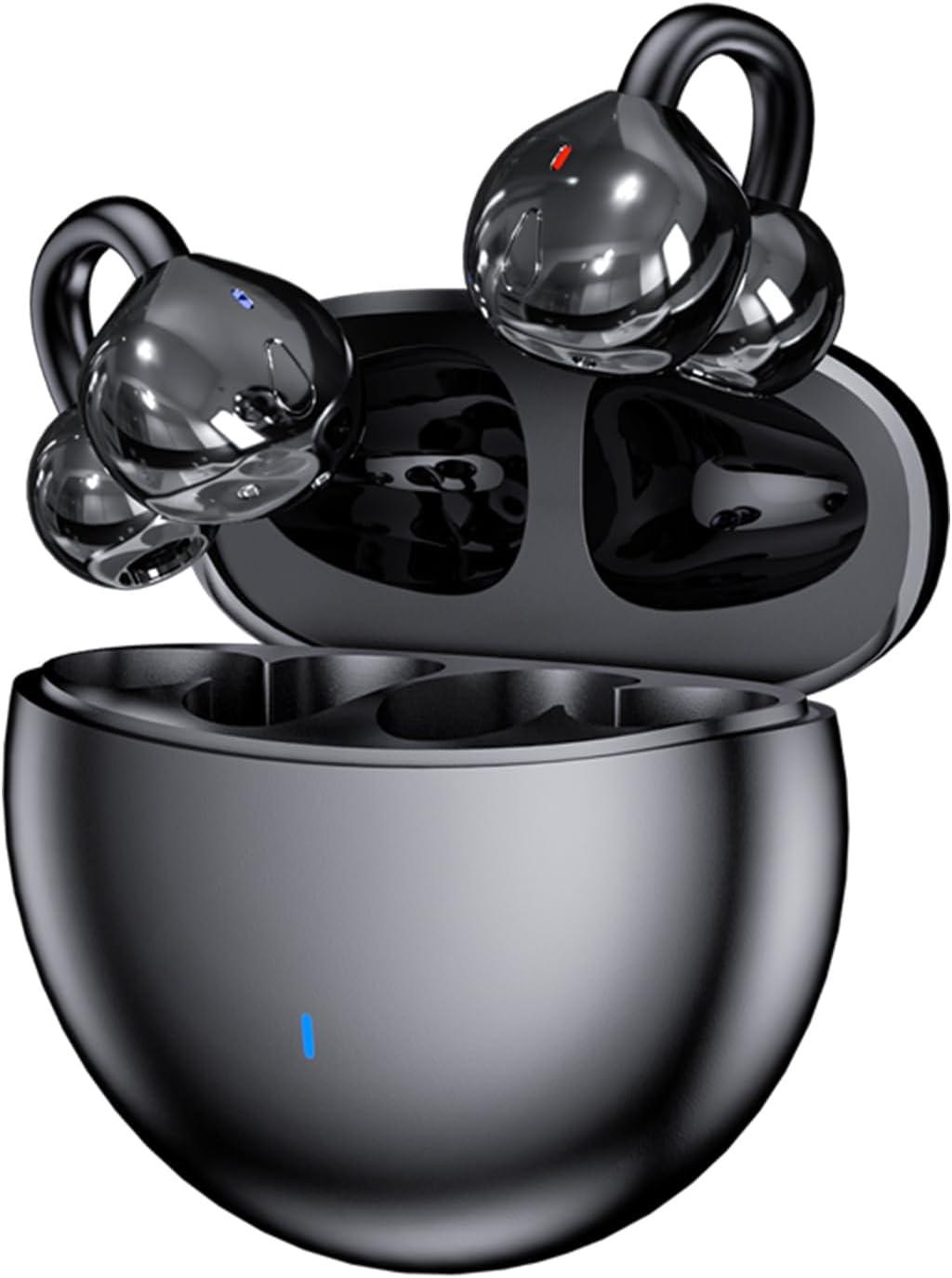 Xmenha Open Ear Kopfhörer Knochenschall Bluetooth Air Bone Conduction Headphones Clip Kopfhörer Bluetooth Kabellos mit Ohrclip Bügel Sport für Laufen Joggen