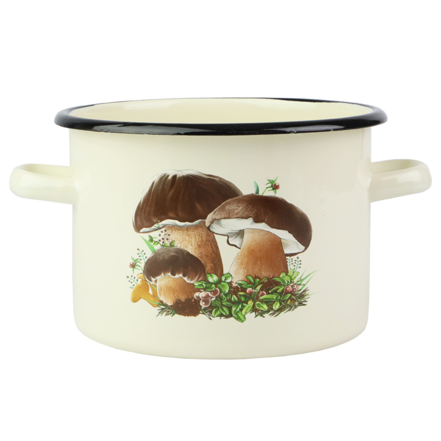 EMALIA RYBNIK Emaille Topf 5L Kochtopf Universaltopf Suppentopf Induktion 22cm Pilze 5,5L