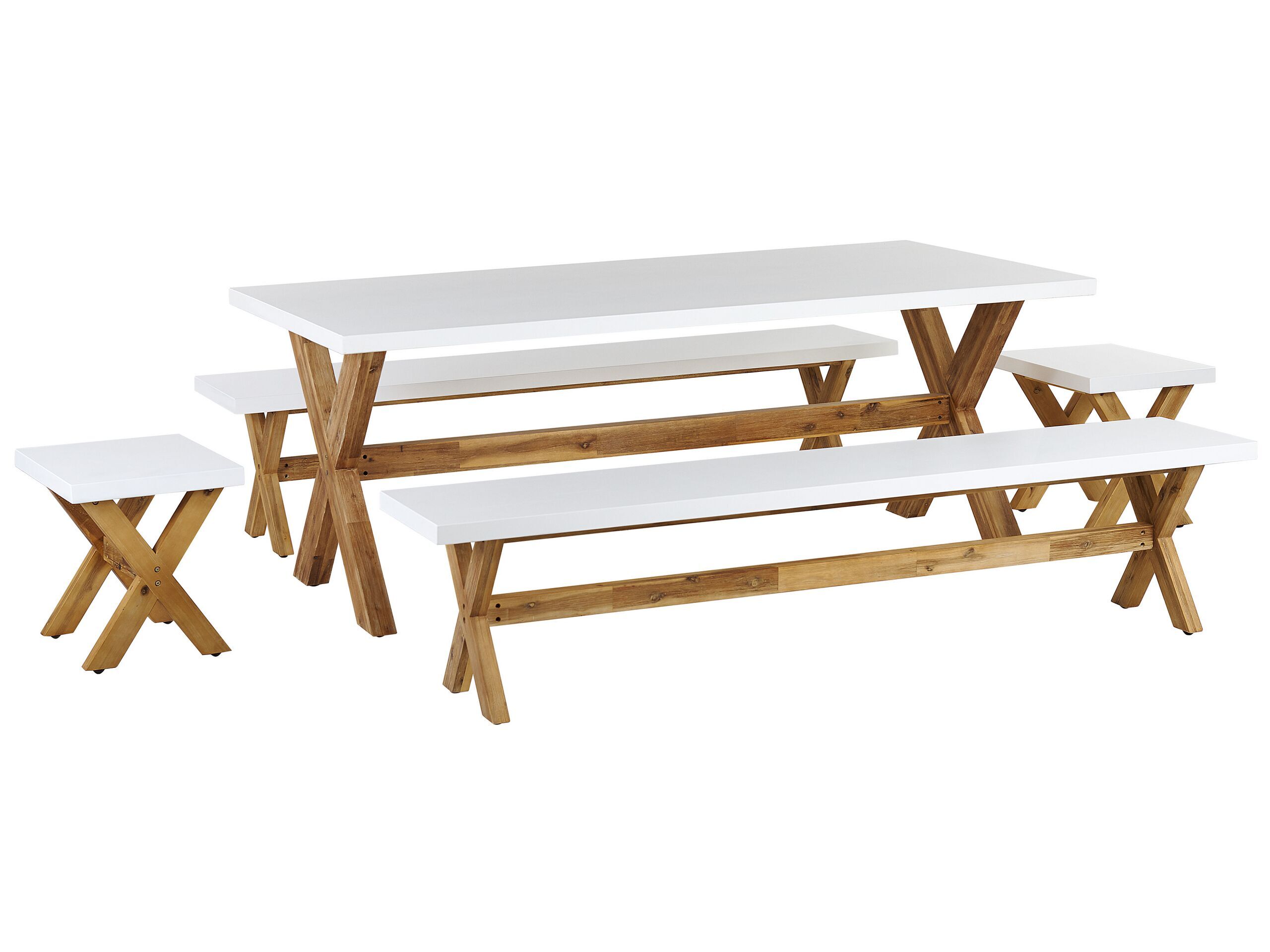BELIANI Záhradný Jedálenský Set Sivý Betónový Stôl 2 Stoličky a 2 Lavice Moderný Dizajn odolný voči poveternostným vplyvom