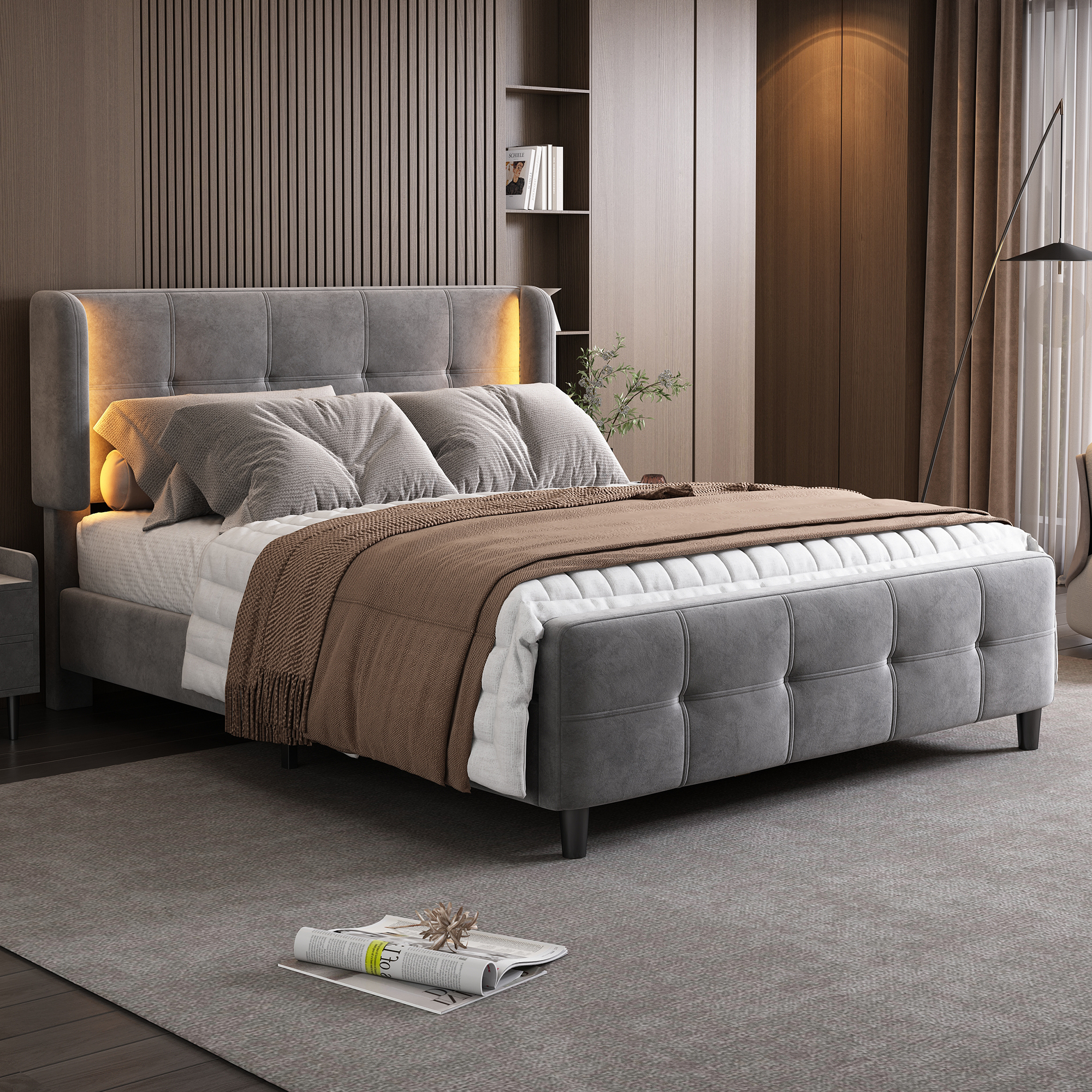 Moduf Postele MODFU čalouněná postel manželská postel 140x200cm s 16ti