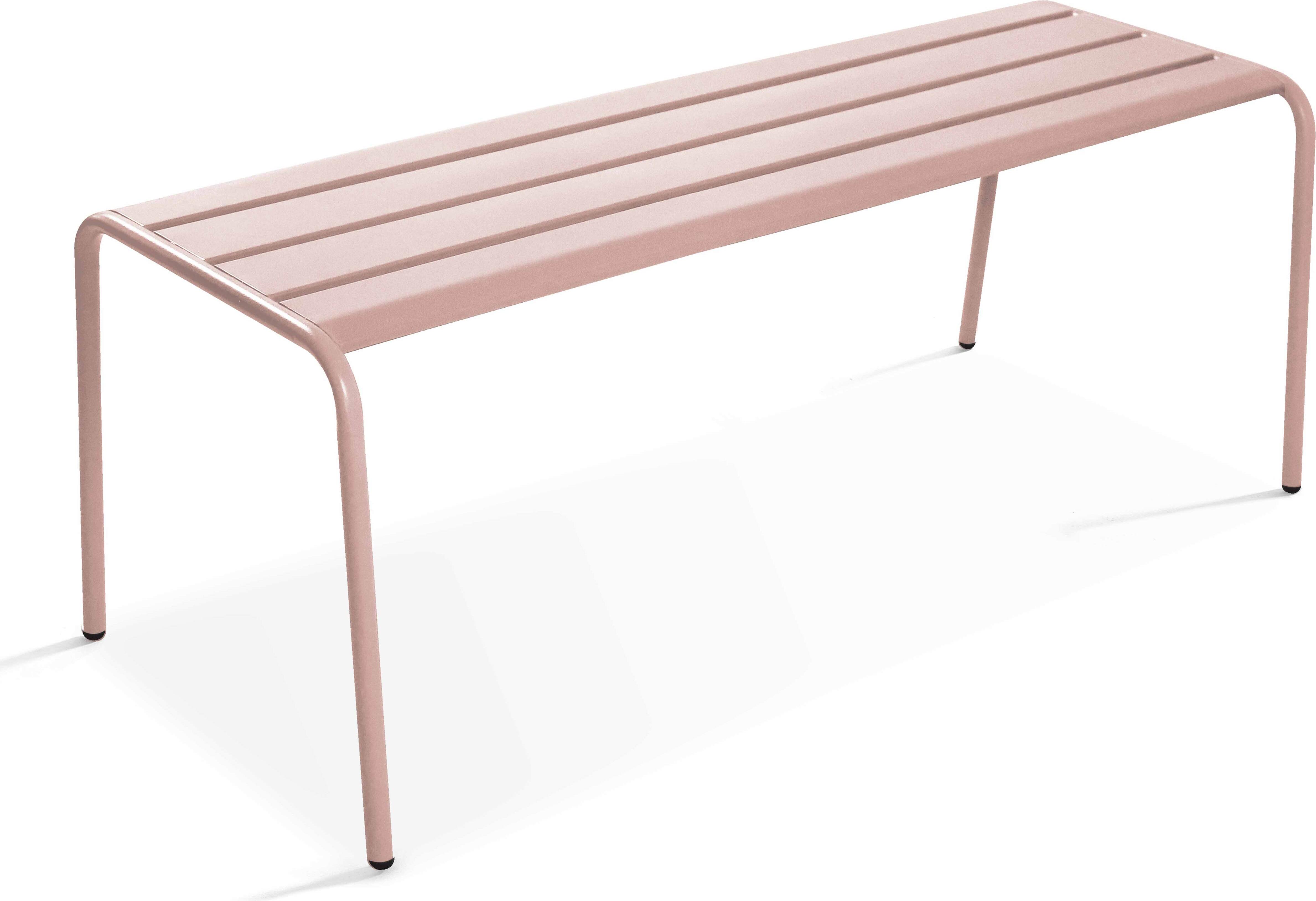 Gartenbank aus pulverbeschichtetem Stahl Rosa - Oviala Palavas 114585
