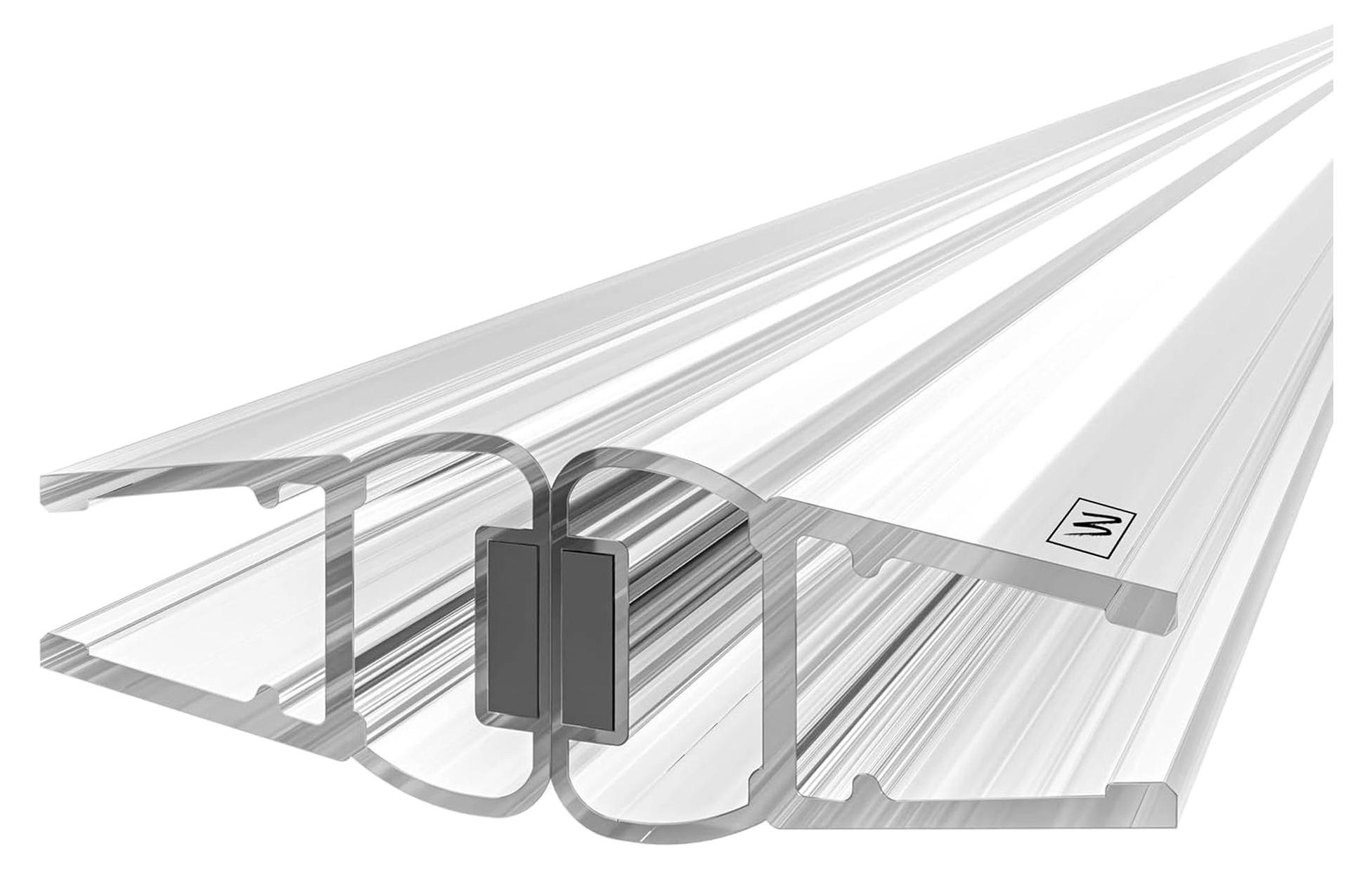 Markenlos WAKA® Premium SET Magnet - Duschdichtung & Duschtür PRO-M4 Duschdichtungen für Duschtüren Optisch Transparent, Dichtung Dusche Glastür 6-8mm, 200cm Duschtürdichtung für 180° Glastür möglich