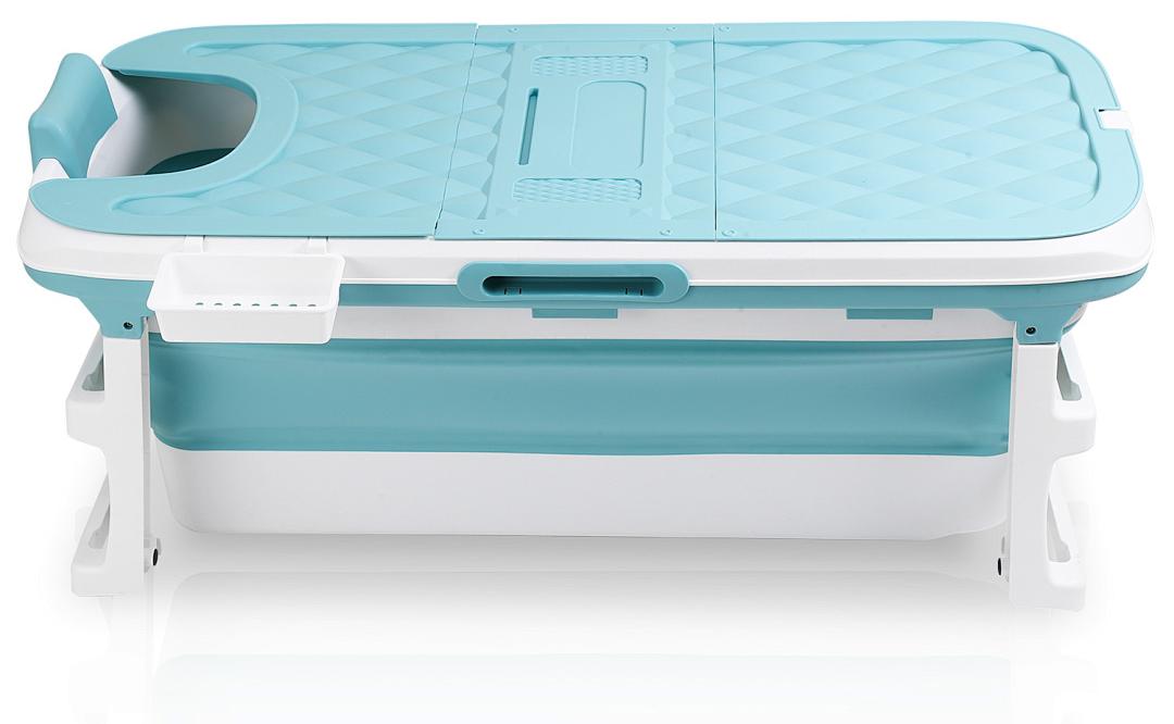 Vigevee Faltbare Badewanne 132cm XL Blau aus PP- und TPE-Kunststoff mit Abdeckung für entspanntes Baden in Mietwohnungen RL-HG8704-1-DRAjfa