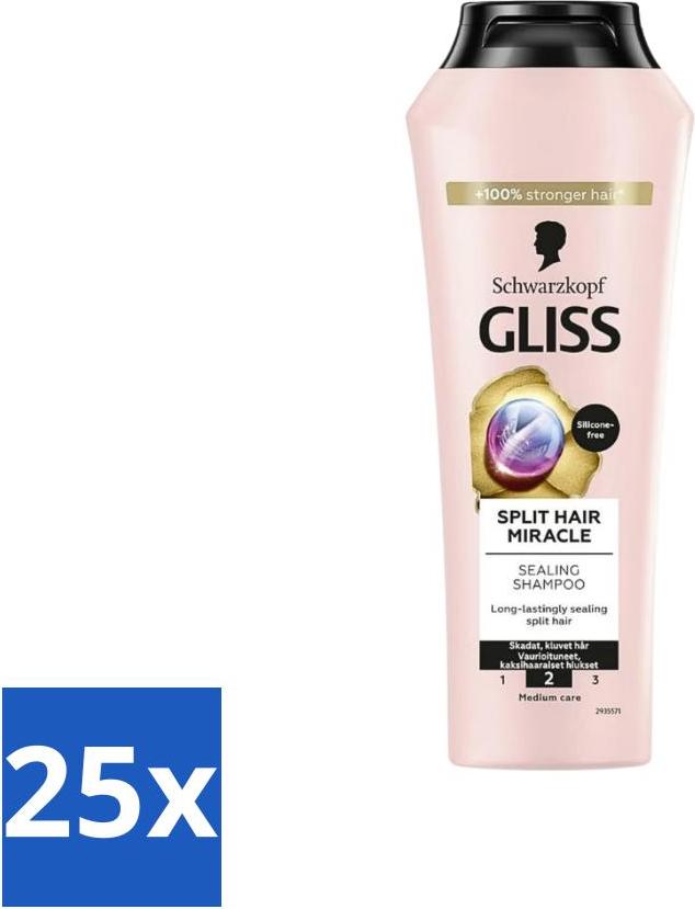 Schwarzkopf Gliss-Kur - Shampoo - Spliss Wunder - Repariert Spliss - 400 ml - Vorteilspack - 25 Stücke 8721425