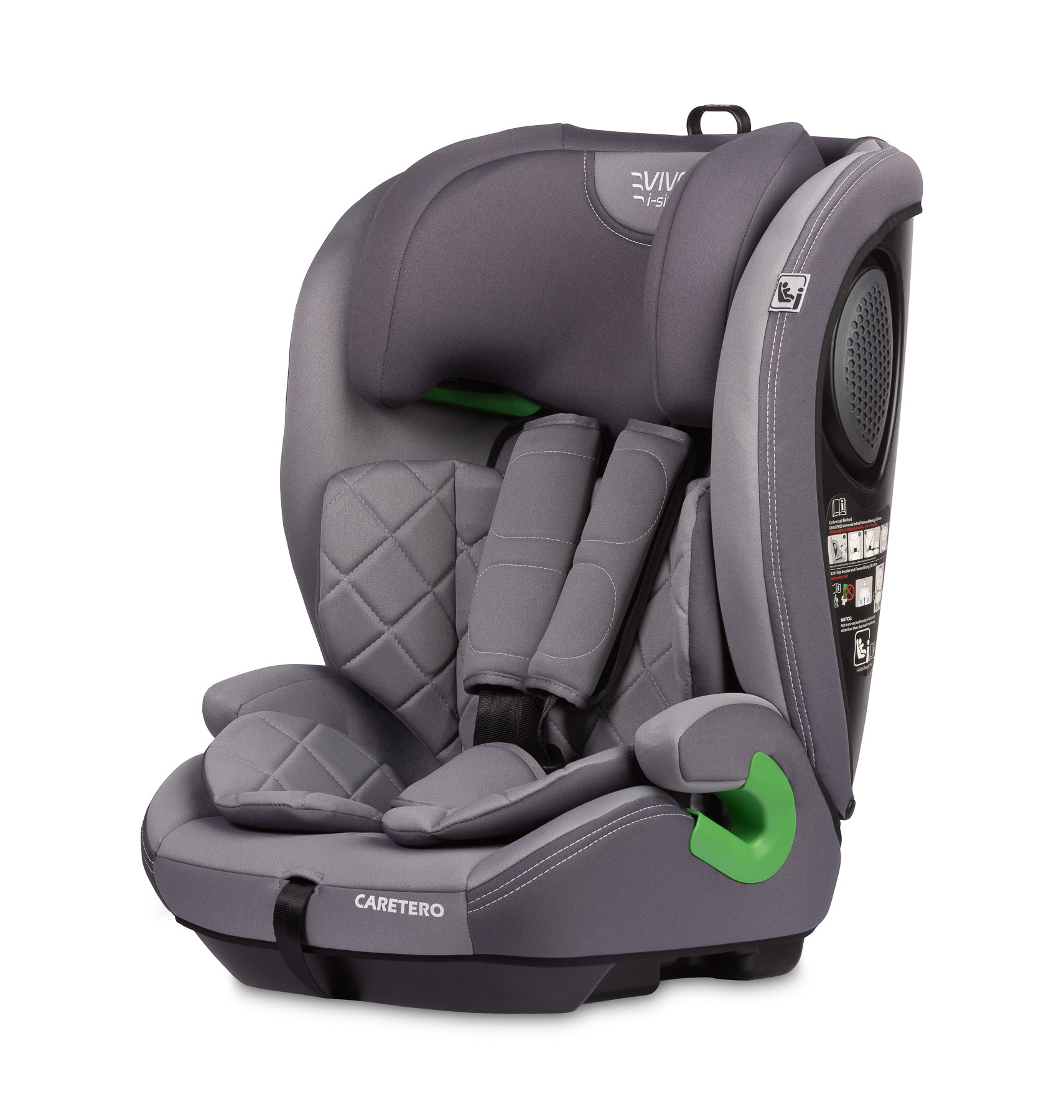 CARETERO, i-Size Autositz Kinder, Vorne Babyautositz 76-150cm, Vivo Grau TERO-2051