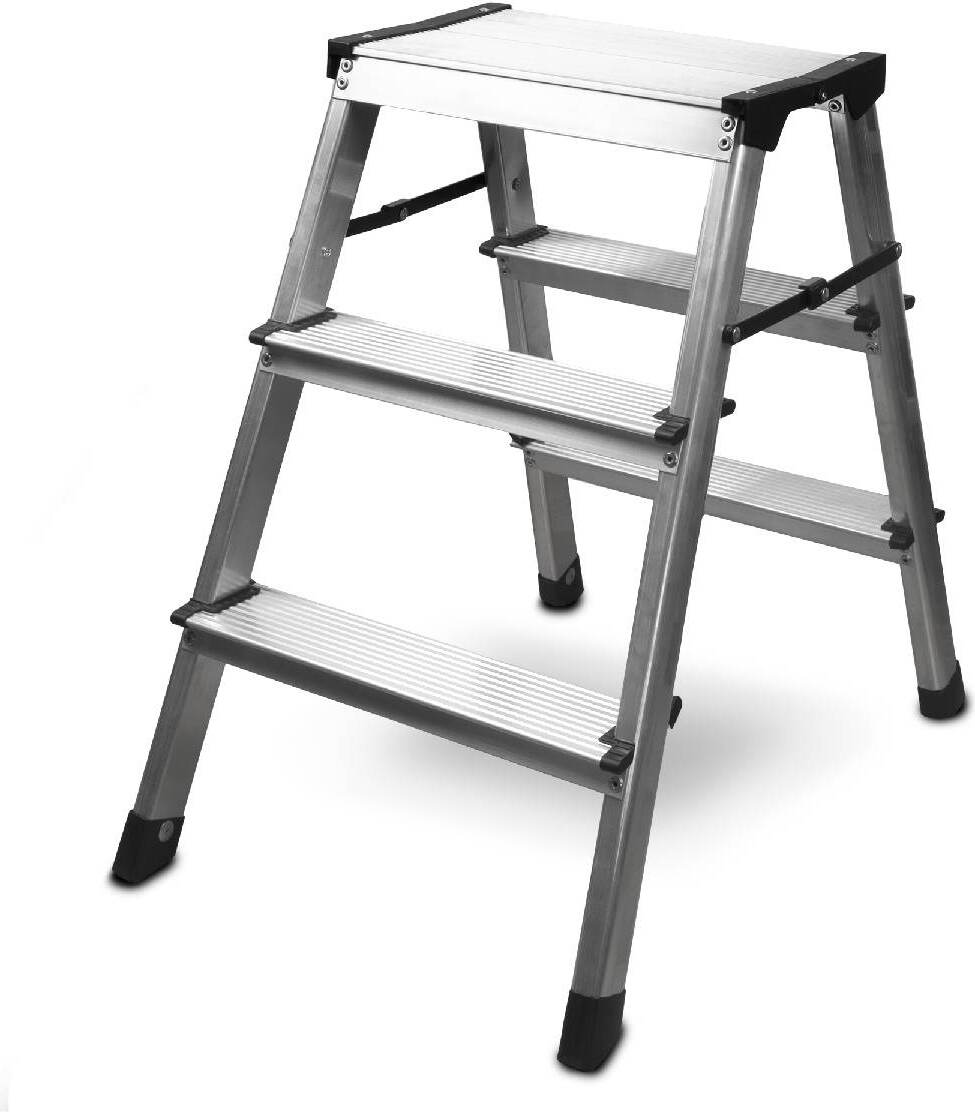 siwitec Aluminium-Klapptritt, 3-stufig, leichte Klappleiter, Trittleiter, Haushaltsleiter 150 kg SIWITEC_18418