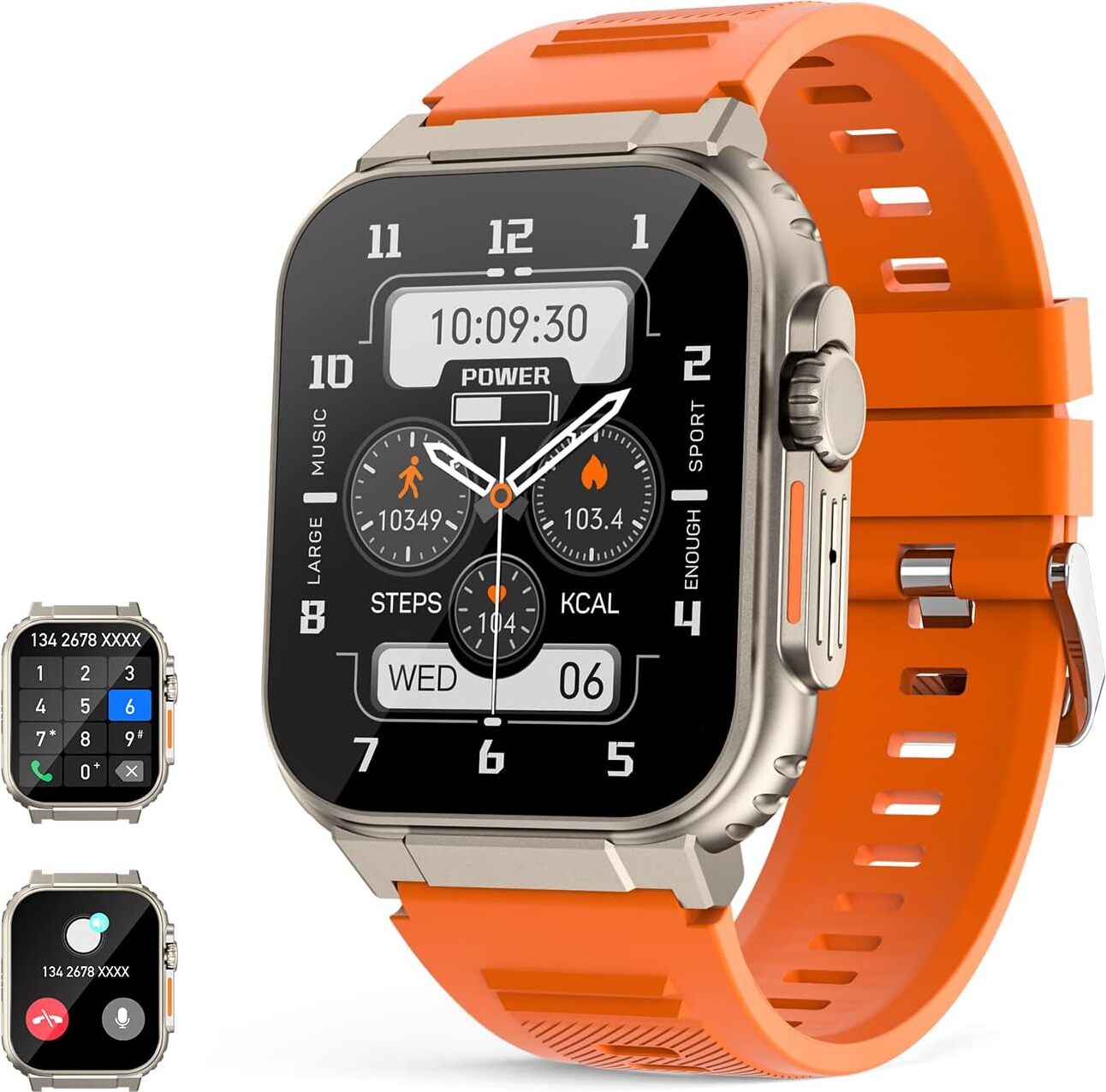 UHOOFIT Herren-Smartwatch mit Telefonfunktion, mit Herzfrequenz-Schlafmonitor, Musikspeicher, 600 mAh, Blutdruckmessgerät, Sprachaufzeichnung, Android IOS