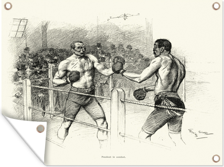 MuchoWow® 40x30 cm Outdoor-Poster Gartendeko Sichtschutz Garten Poster für den Garten Eine Illustration eines Boxkampfes 133|1347439