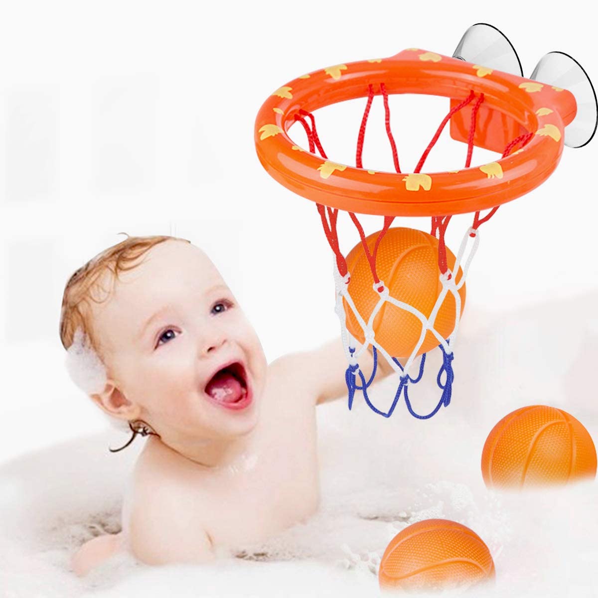 Kleinkind Badespielzeug Kinder Basketballkorb Badewanne Wasser Spielset Bab Z1S5 