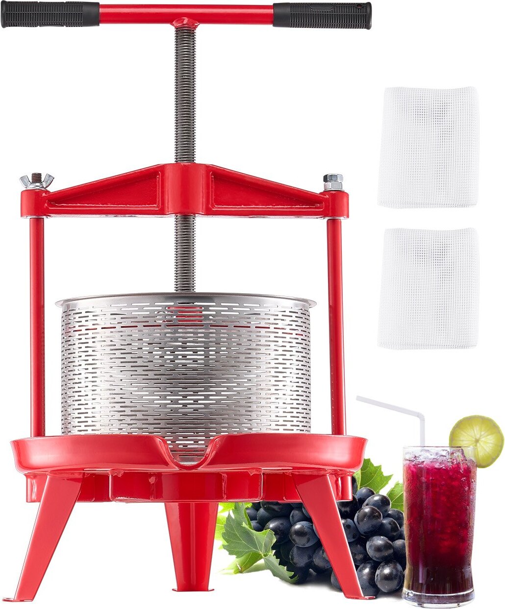 Sweiko Obstweinpresse Manuelle Presse Weinherstellung 9L Edelstahl Obstmühle SS-SSWQEU011406