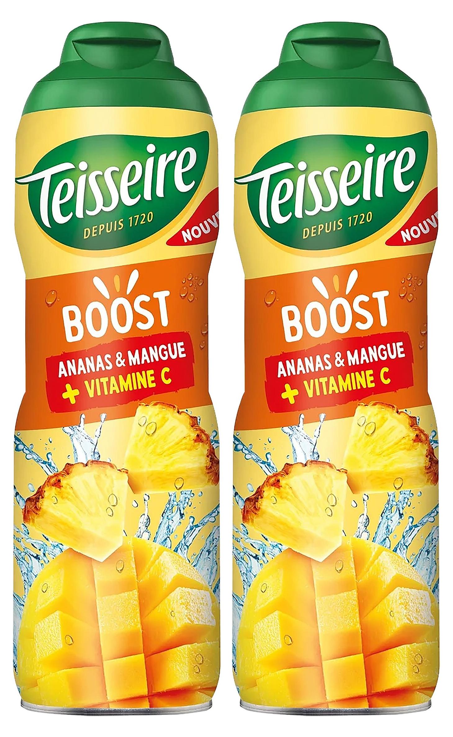 Teisseire Sirup Boost Ananas & Mango + Vitamine 600ml für Cocktails (2er Pack)
