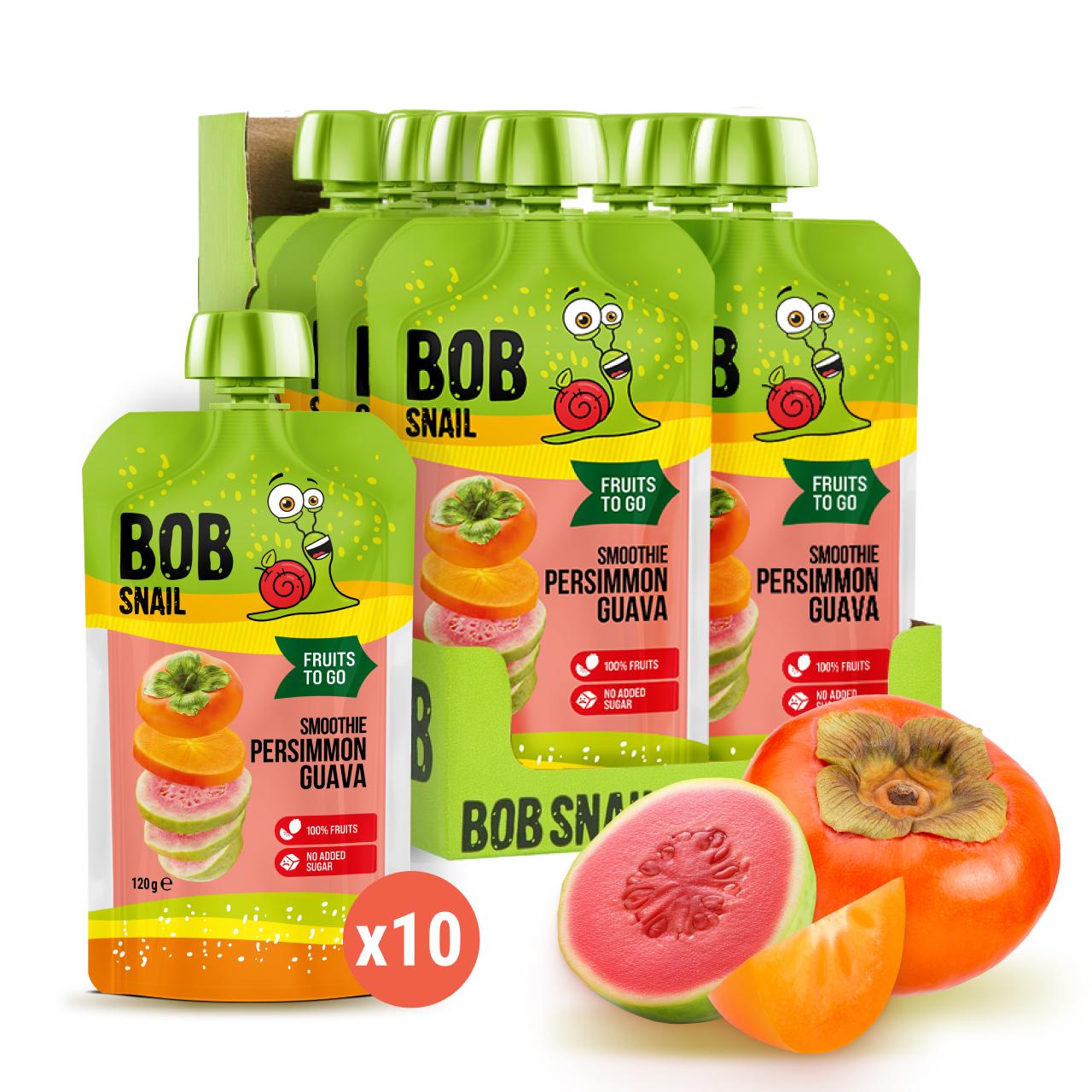 Eco-Snack Bob Snail Quetschie Frucht Smoothie Kaki Guave 10x120g