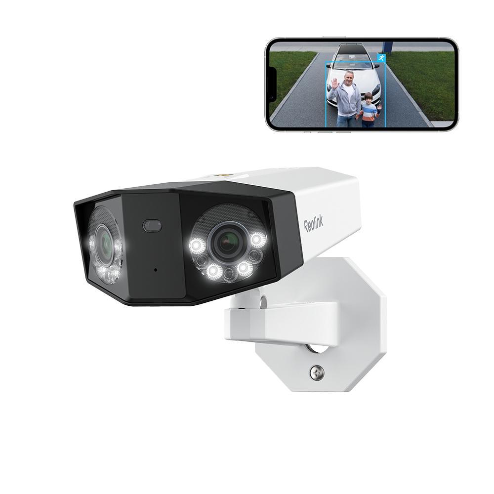Bezpečnostná kamera Reolink 8K 16MP s dvoma objektívmi PoE, 180° panoráma, inteligentná detekcia, sledovanie pohybu, farebné nočné videnie, 2-cestný zvuk, IP67