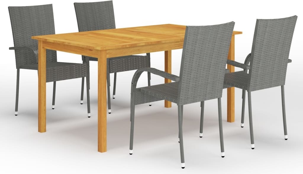 The Living Store 5 ks Záhradný jedálenský set sivý