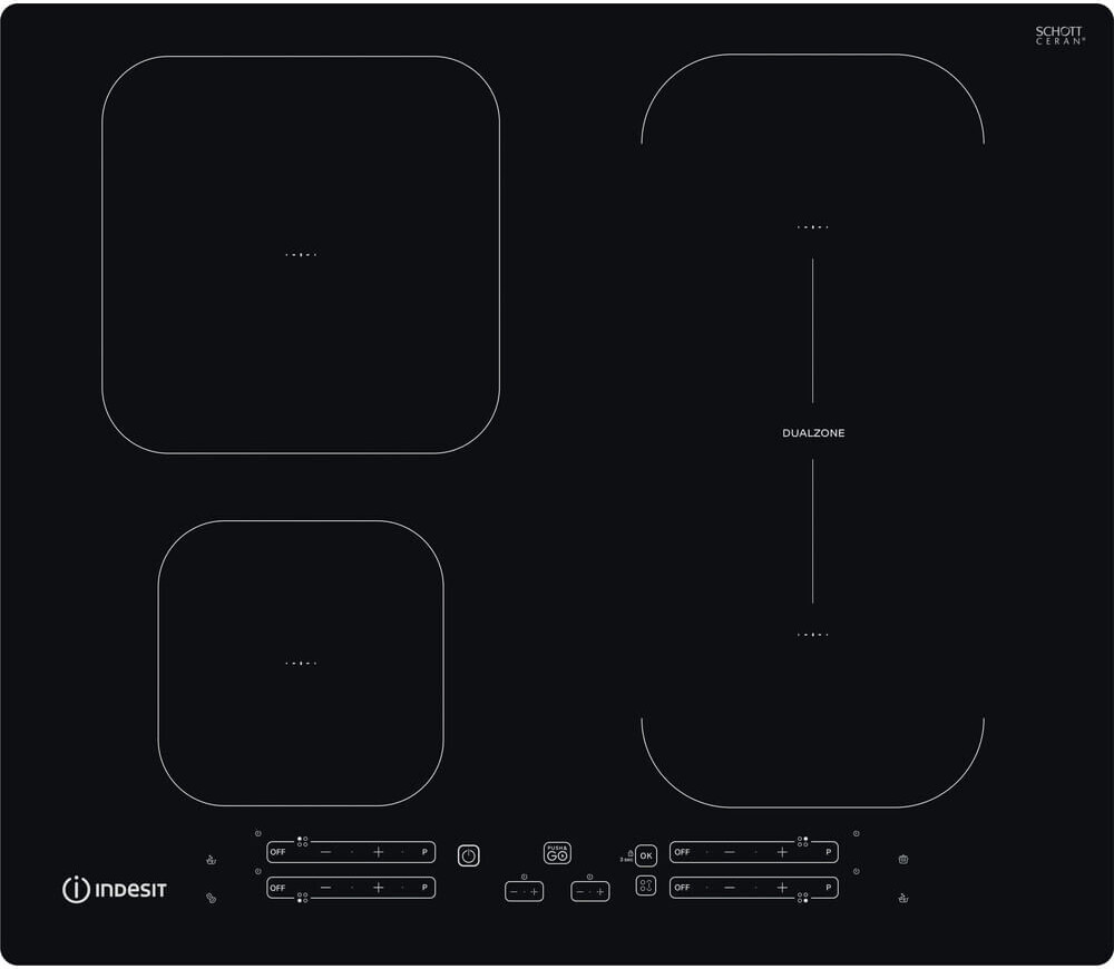 Indesit IB 65B60 NE Čierna Vstavaná 59 cm Zónová indukčná varná doska 4 zóny(y)