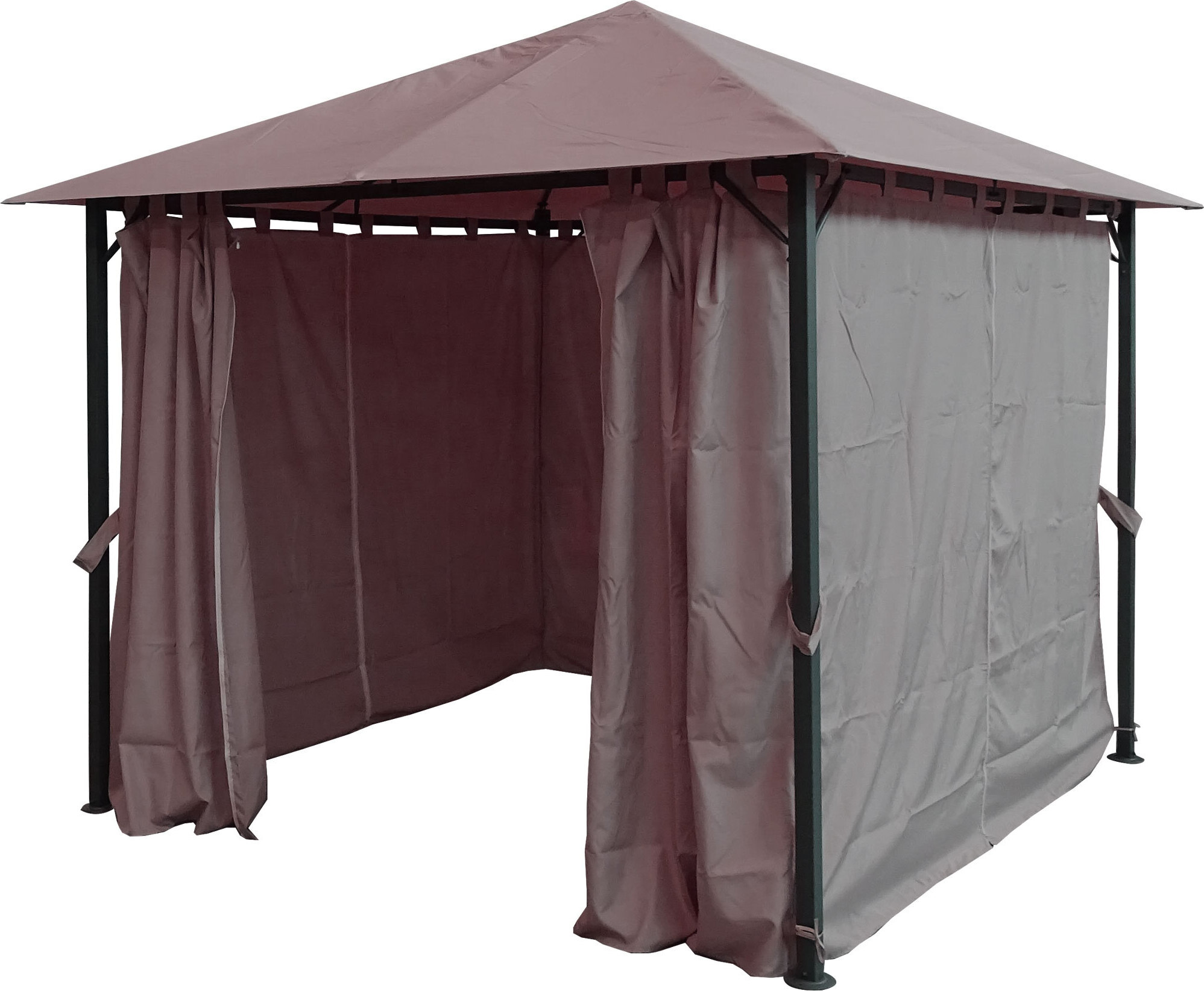 Metall Garten Pavillon Nizza 3x3m Antik Partyzelt Taupe RAL 7006 mit 4 Seitenteilen