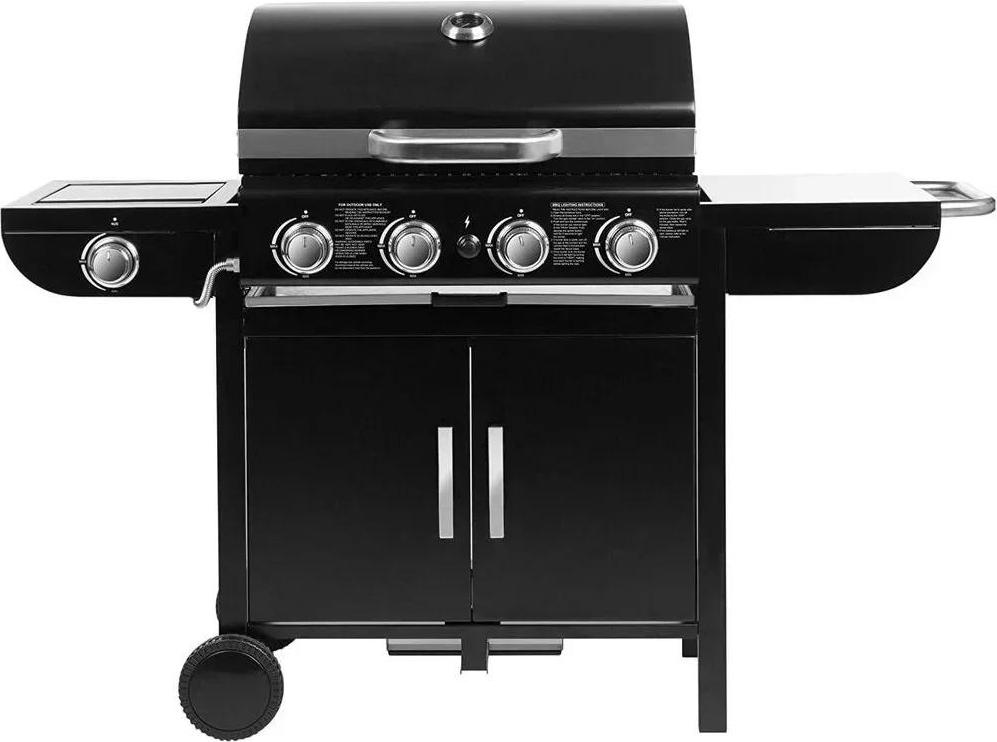 Plynový gril - grilovací vozík KKLQ8-64 - zemný plyn - 4 horáky - 2,93 kW - piezoelektrické zapaľovanie - teplomer - porcelánová smaltovaná oceľ