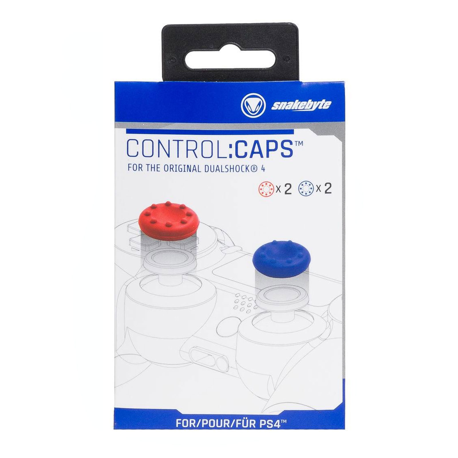 Ovládanie ovládača PS4 Cap: caps 2bl/2rot Restp. SNAKEBYTE