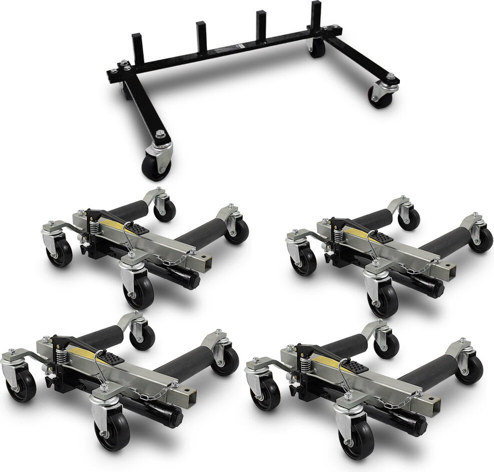 Pro-Lift 2x Rangierhilfe Mechanisch – 680 Kg Pro Stück, Für PKW, Mit Fußpedal, 110 Mm Hohe Aufnahmerollen, Max. 560 Mm Innenmaß