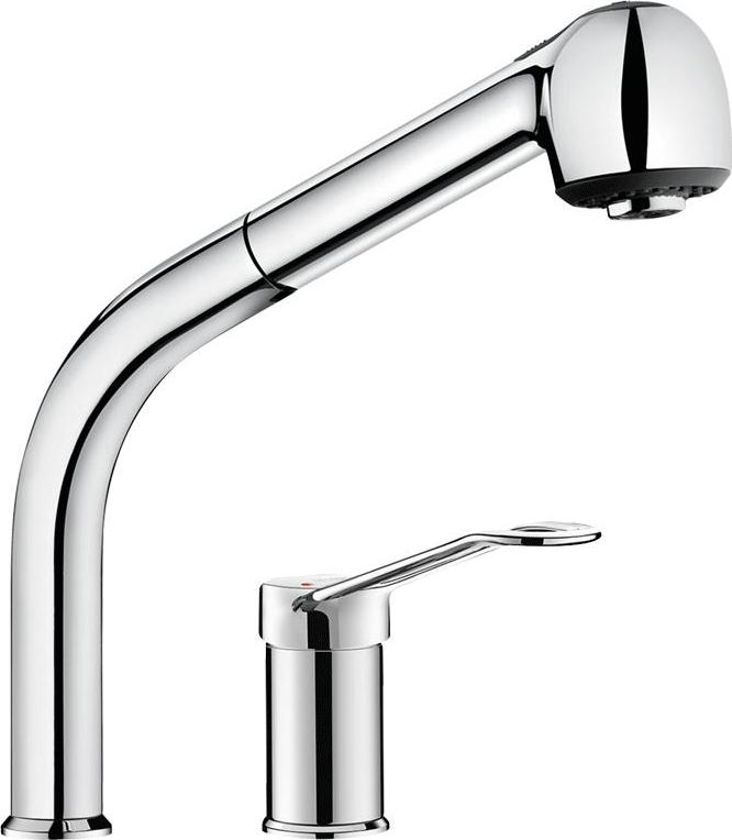 Delabie SPT-EHM mit Auszugbrause auf Säule H.195, Bügelgriff 2599