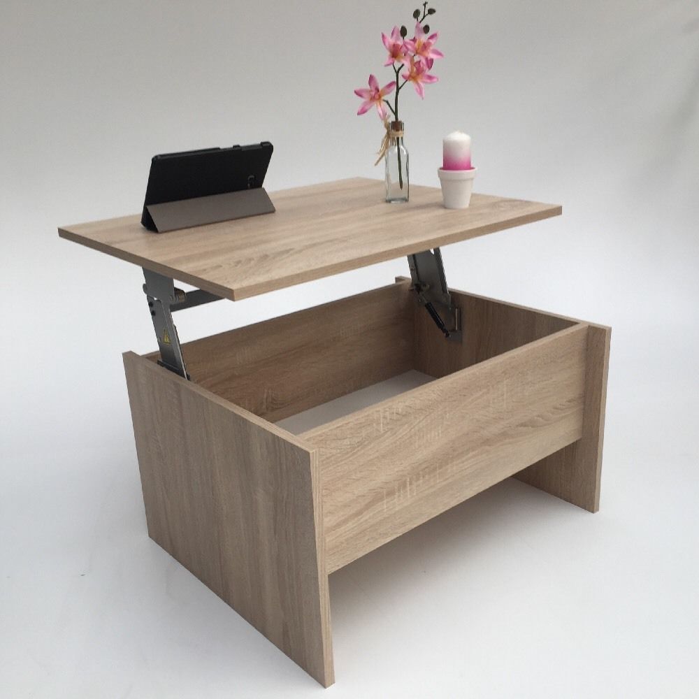 Möbel SD Couchtisch James klein mit Lift Sonoma eiche hell sägerau 201652