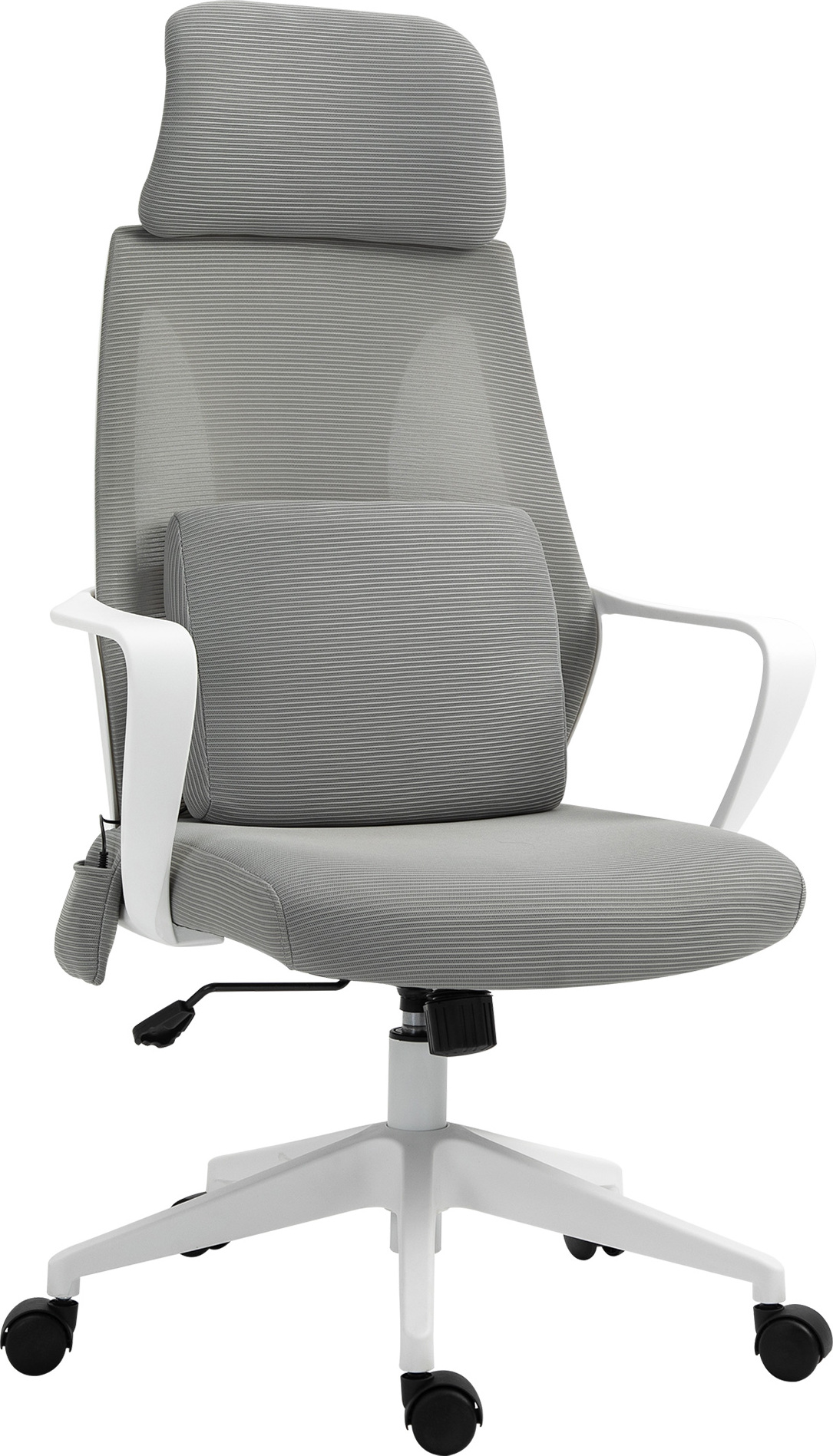 Kancelárske kreslo Vinsetto výškovo nastaviteľné otočné kreslo masážne kreslo ergonomické manažérske kreslo s masážnou funkciou herné kreslo nylonové šedé 62 x 60 x 114-122 cm