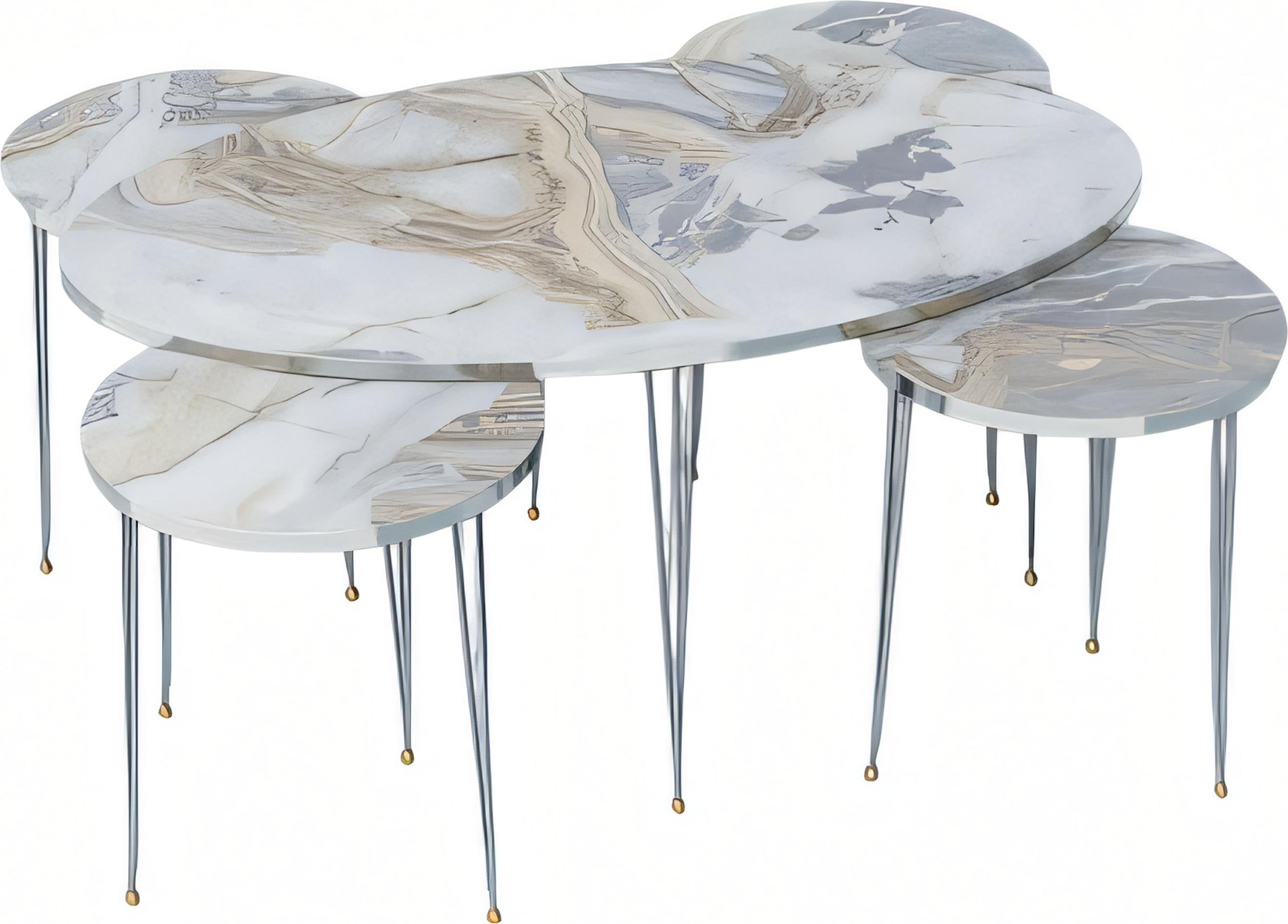 AEA Moderner Holz-Couchtisch mit Beistelltischen in Mehrfarbdesign