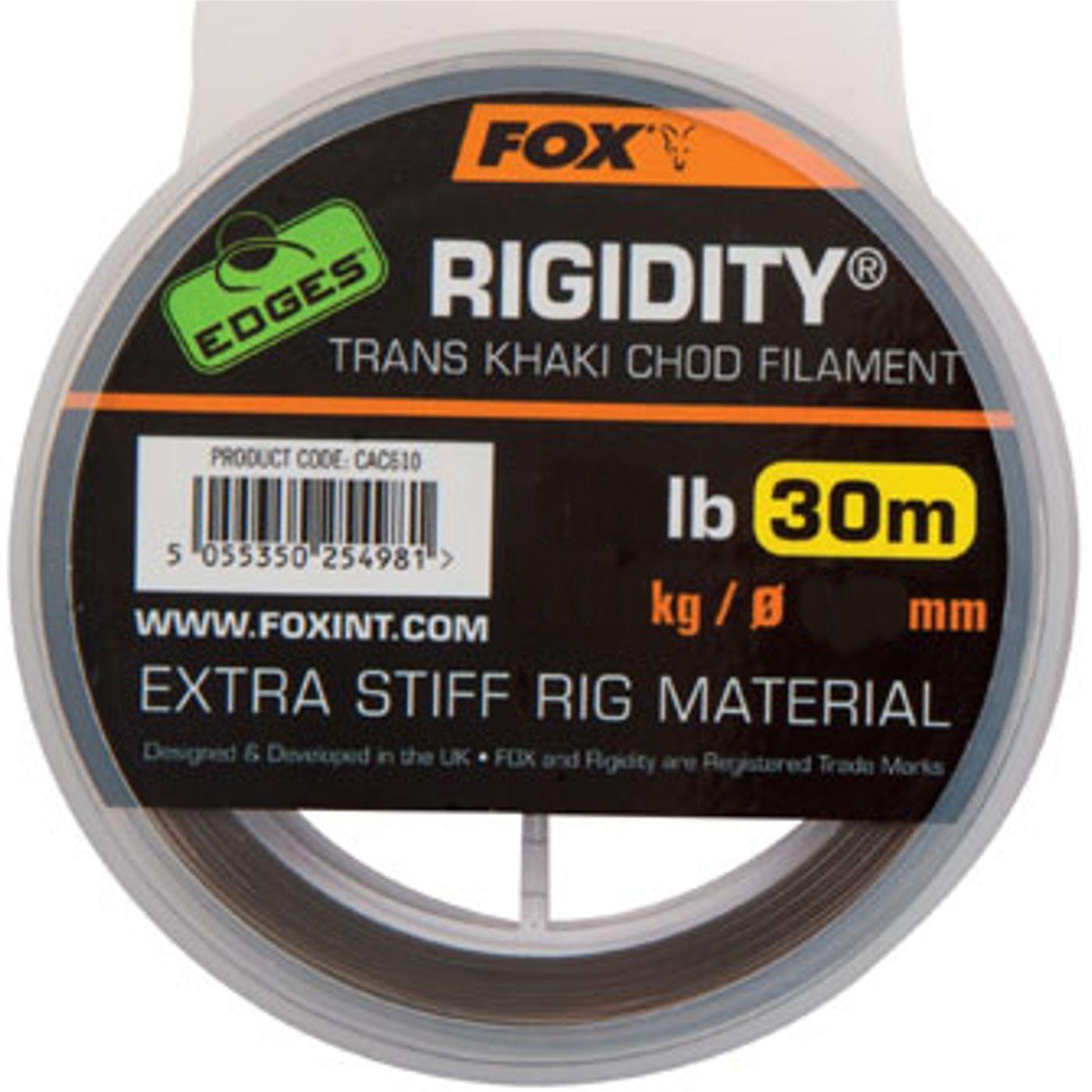 Fox Edges Rigidity Chod Filament 30m trans/khaki - Vorfachschnur, Durchmesser/Tragkraft:0.57mm / 30lb / 13.64kg Tragkraft CAC611