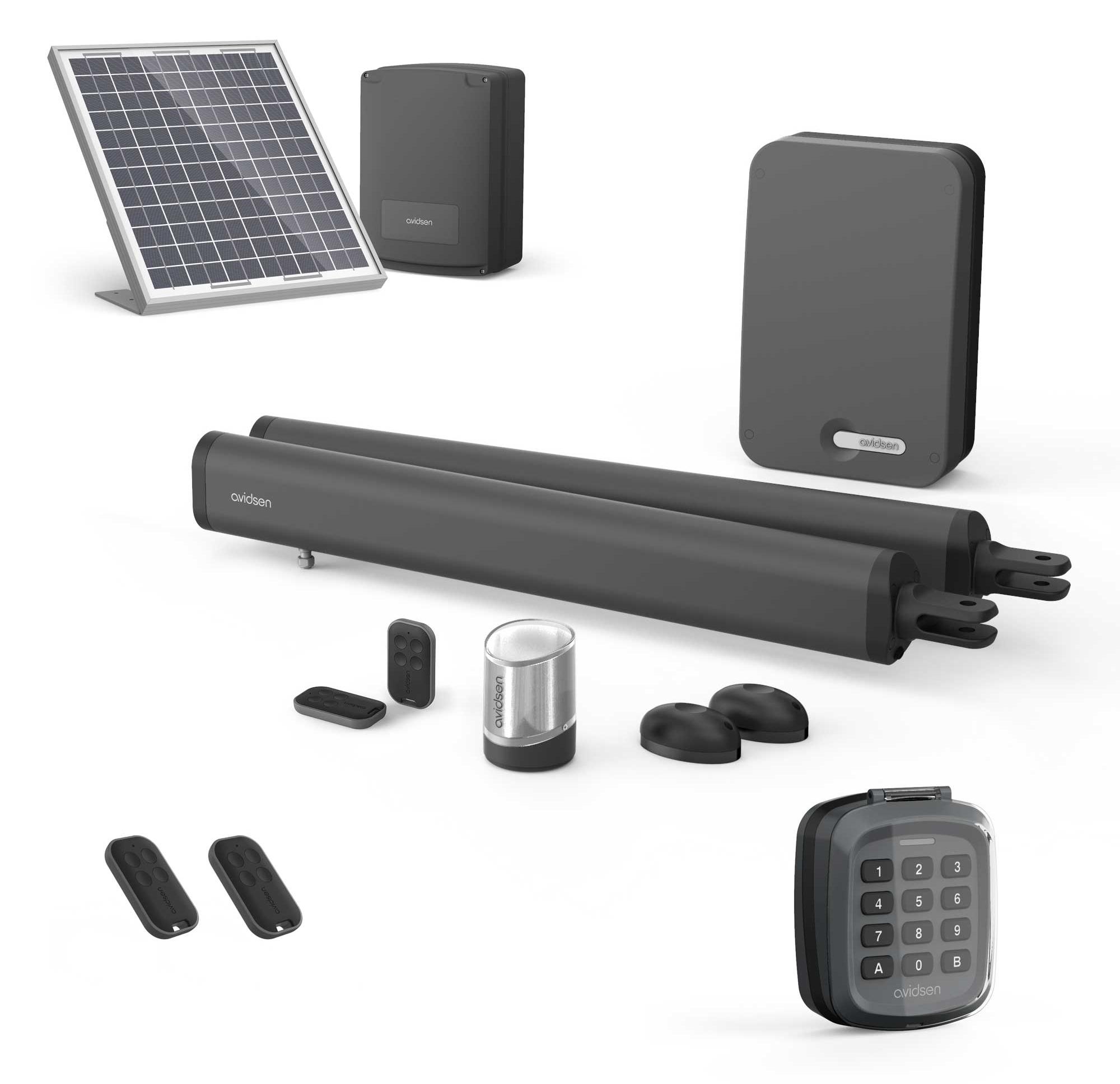 Avidsen Solarantrieb für Flügeltore + Digicode - Zylindermotor - Teha 410