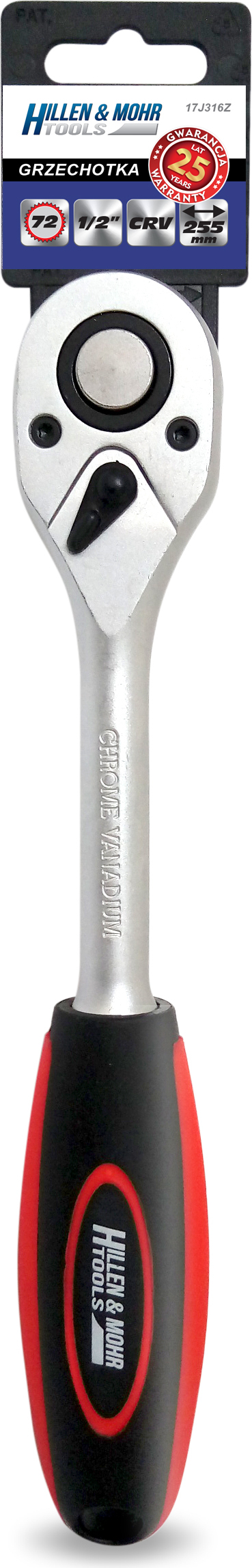 dedra Ratschengriff 1/2",72T,CRV 6140,gerade,Griff aus Bi-Material 17J316Z