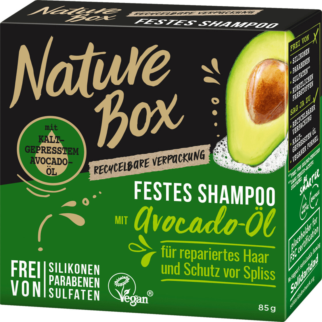 Schwarzkopf Nature Box Tuhý šampón s avokádovým olejom Vegan 85g