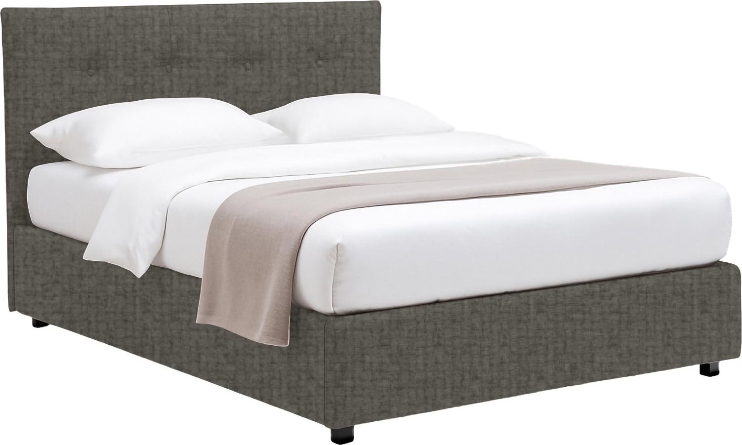 Einzelbett Dmora Cerzeto Grau-Taupe, Abnehmbar mit Stauraum