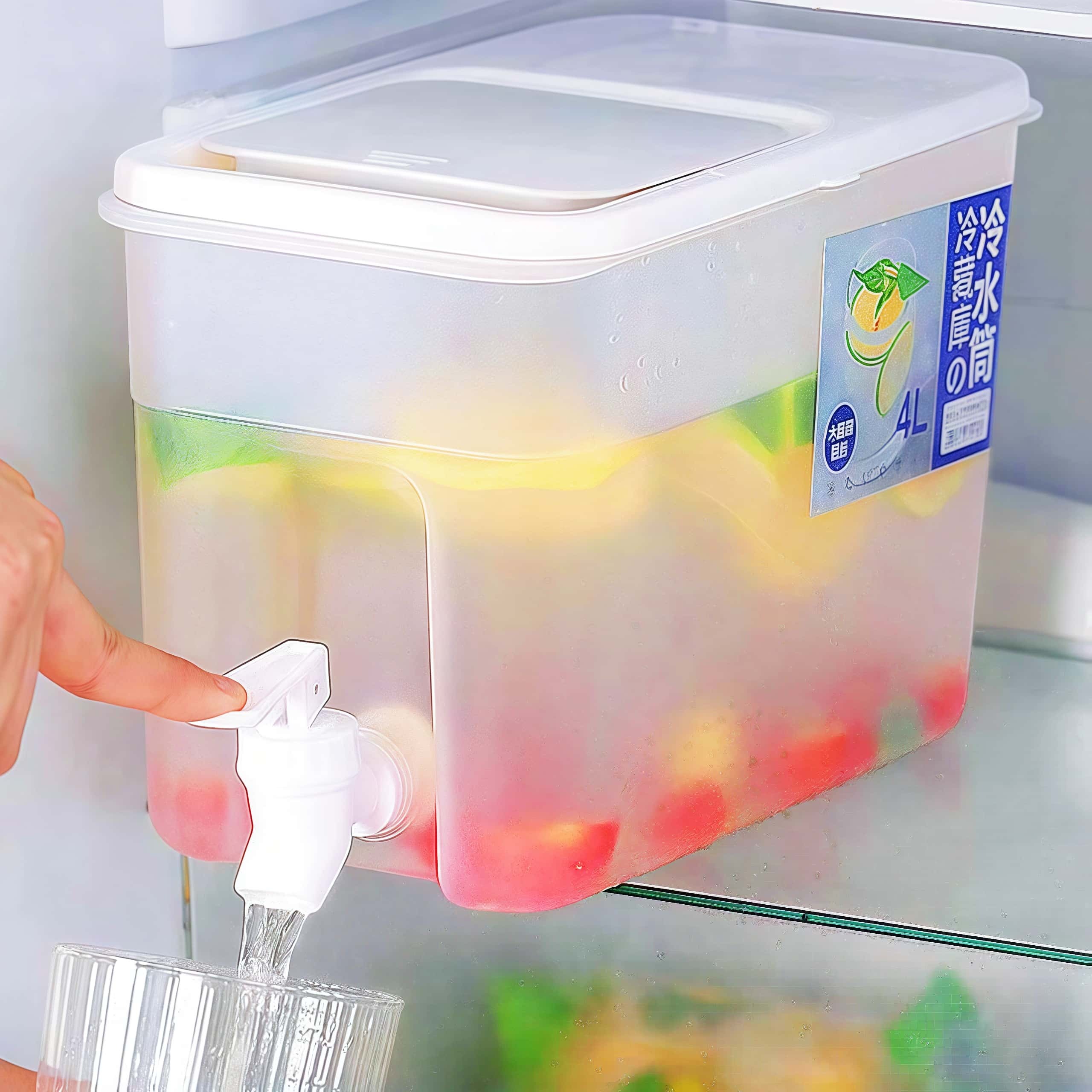 4L Getränkespender Mit Zapfhahn – Inkl. 2 Eiswürfelschalen – Aus BPA-freiem PP, Für Kühlschrank & Party