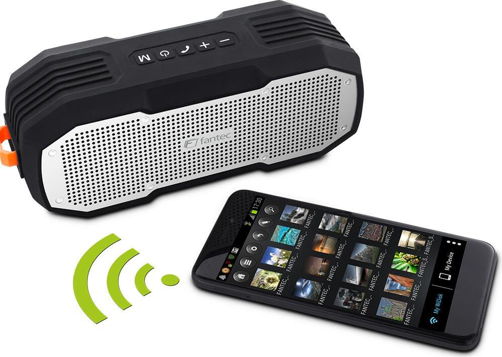 Fantec Novi T30, 2.0 kanály/kanálov, 10 W, Káblový a bezdrôtový, A2DP, APT-X, AVRCP, HFP, HSP, 10 m, Prenosný stereo reproduktor