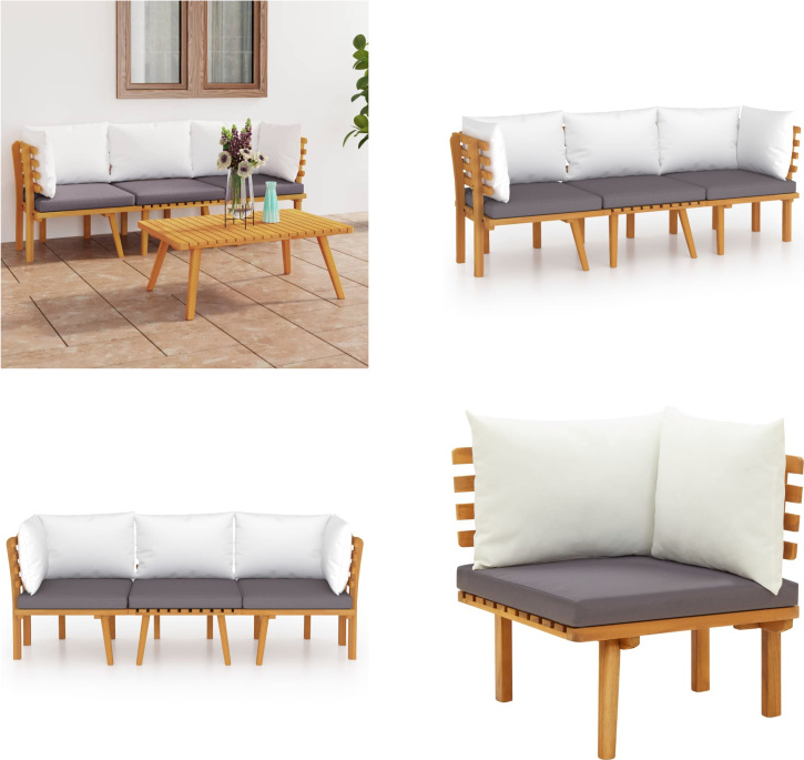 vidaXL 3-dielna záhradná obývacia súprava s vankúšmi z masívneho dreva akácie - záhradná obývacia súprava - záhradné obývacie súpravy - drevená záhradná pohovka - záhradná pohovka