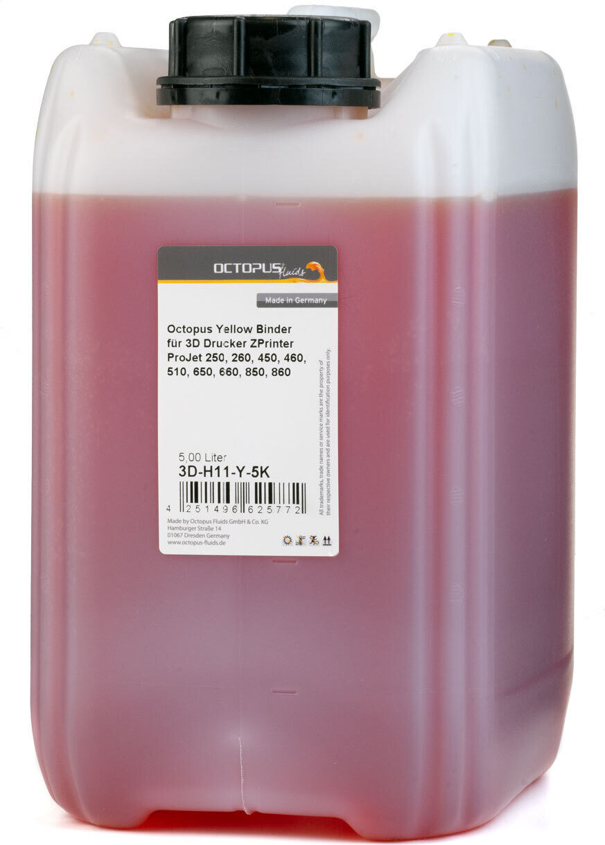 Octopus Concept GmbH Octopus Yellow Binder für 3D Drucker ZPrinter ProJet 250, 260, 450, 460, 510, 650, 660, 850, 860, 5 Liter 3D-H11-Y-5K