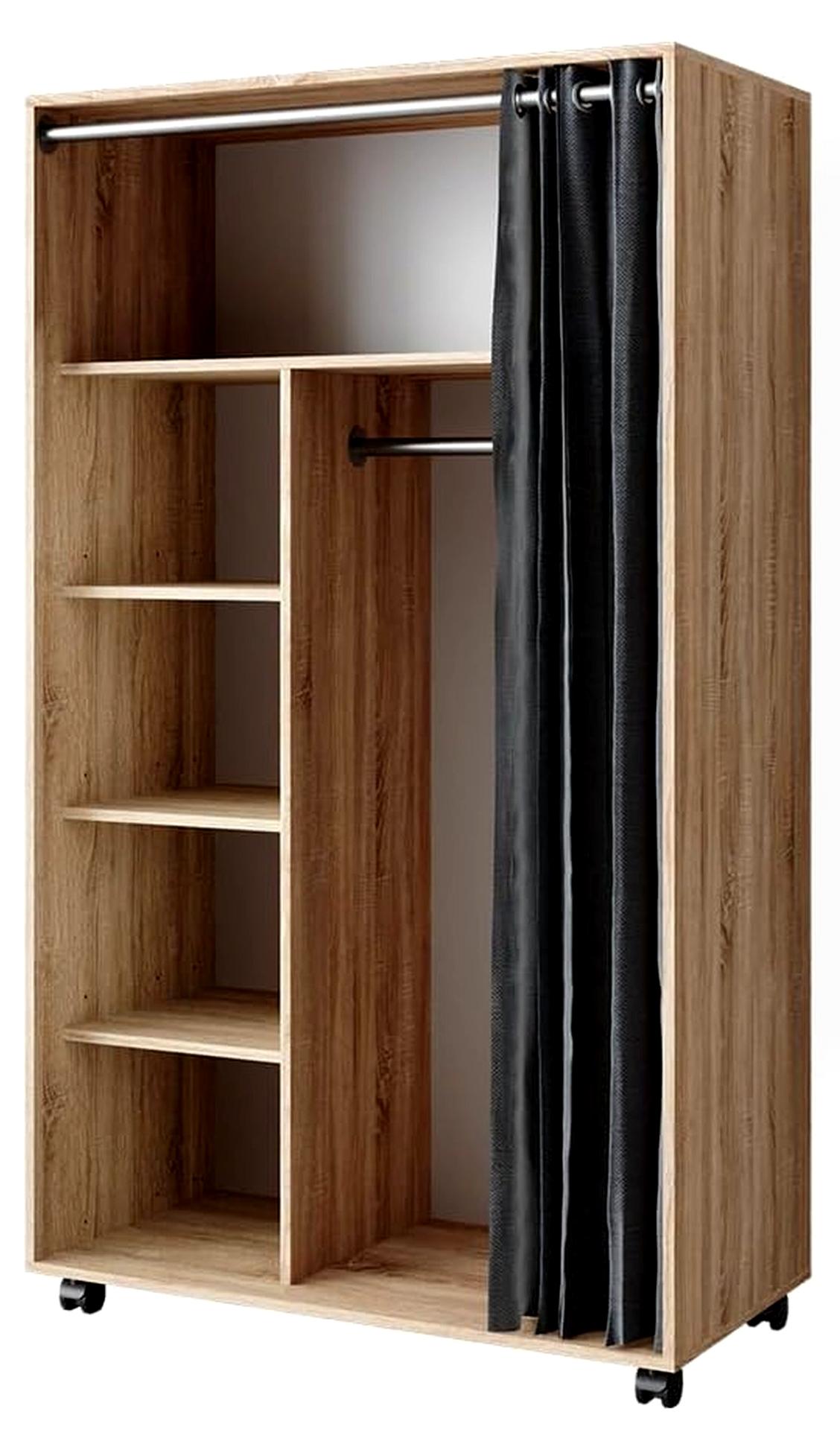 Markenlos Kleiderschrank Doros, Sonoma, 100 x 168 cm, offen, mit Rollen zur flexiblen Platzierung