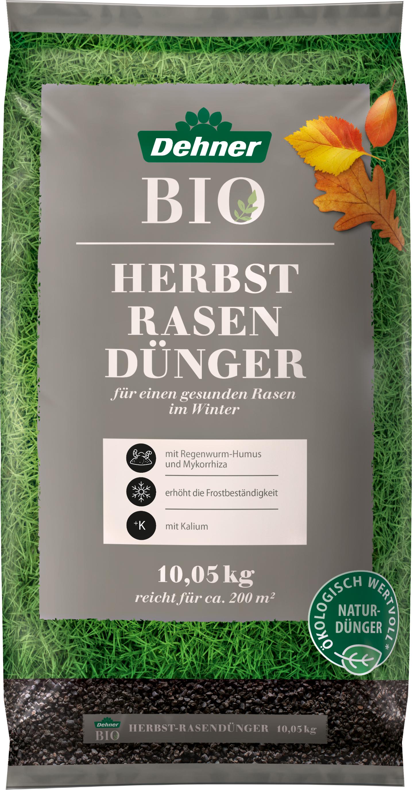 Dehner Bio Herbst-Rasendünger, mit Regenwurmhumus, Mykorrhiza und Kalium, 10.05 kg, für ca. 200 qm 20010011771