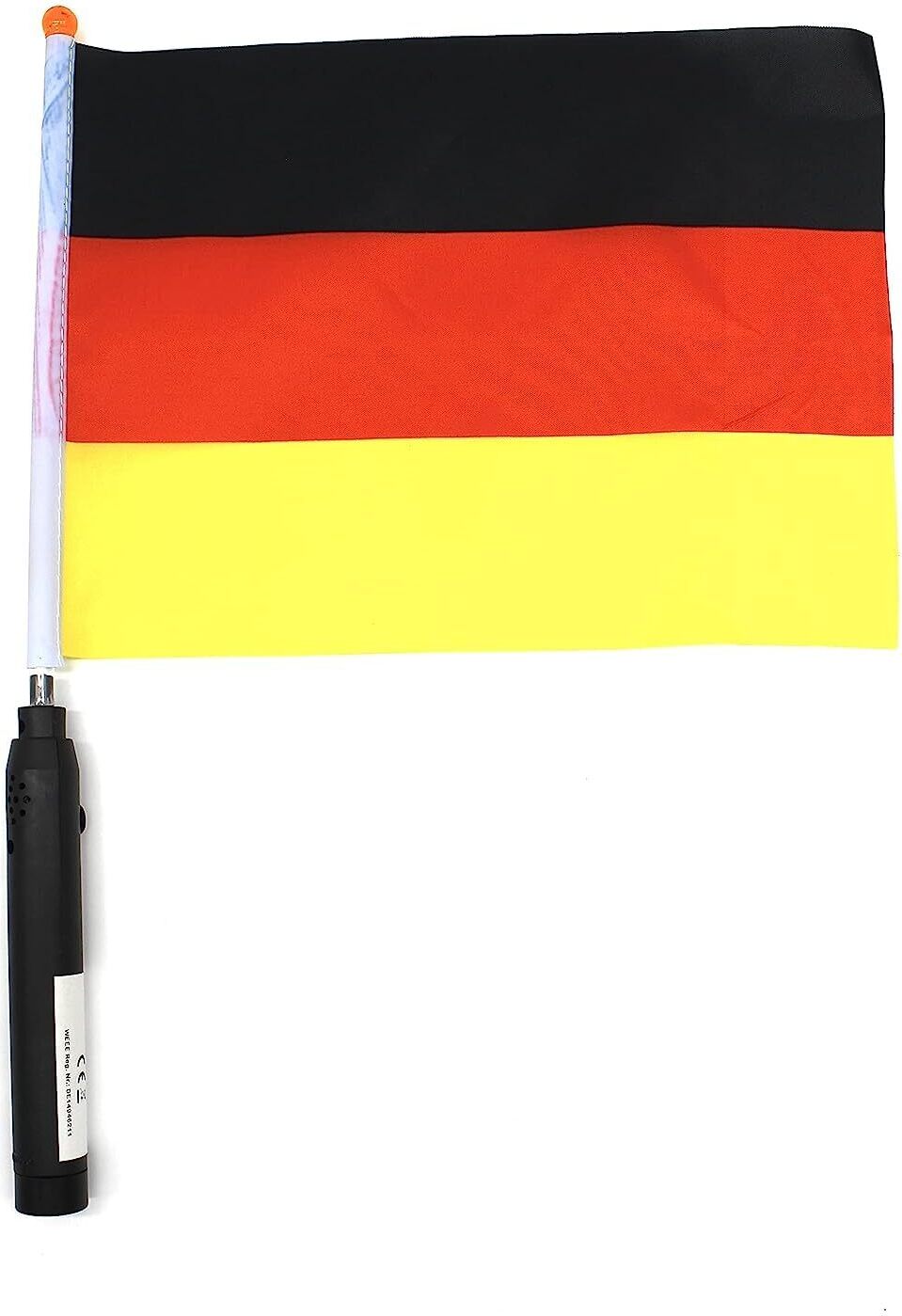 Luna24 Deutschland-Fahne, spielt auf Knopfdruck die Nationalhymne batteriebetrieben, Sie erhalten 2 Stück Fahnen. Fussball EM WM