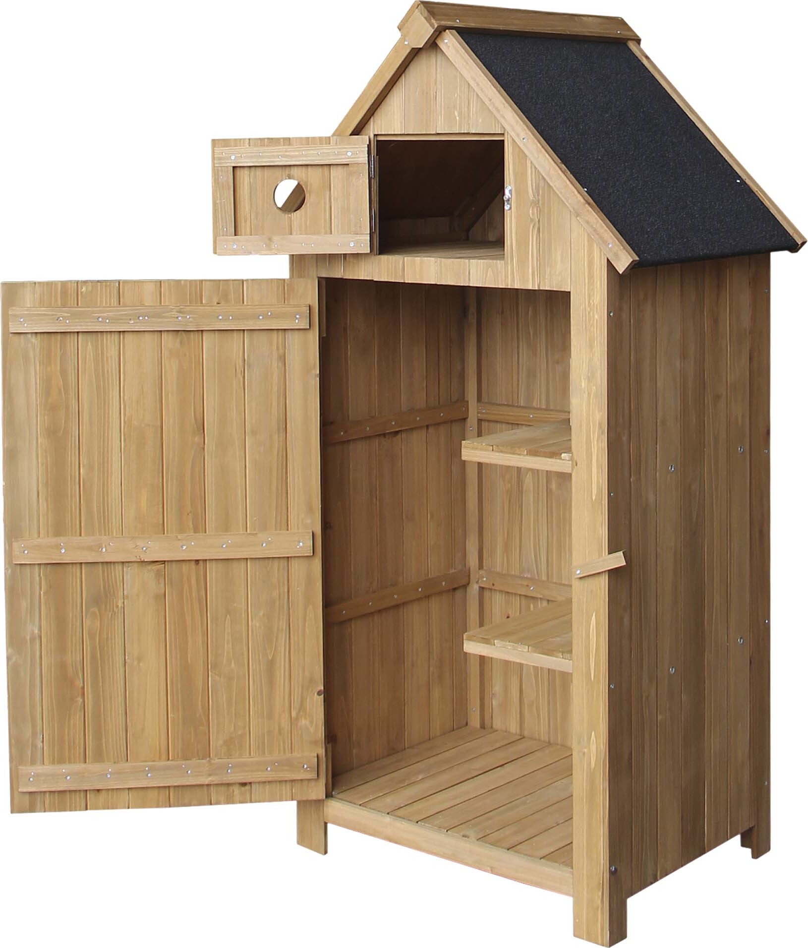 Wiltec záhradný prístrešok úzky zo smrekového dreva s bitumenovou strechou 770x540x1370mm pre záhradu, terasu a balkón prístrešok na náradie prístrešok na náradie drevená kôlňa na náradie